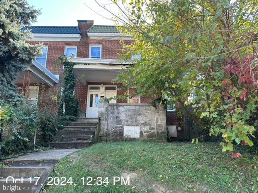 PERFECT OPPORTUNITY TO BUY INTO THE PARK HEIGHTS RENAISSANCE!  Between all of the Park Heights redevelopment and the rebuilding of Pimlico, this is the perfect time to invest in this spacious 2 unit rowhome or rehab into a single family home and resell.  Main and basement level unit spans over 1,500 sq. ft. and has a spacious living room, kitchen, 1 bedroom (potential to convert one room into a 2nd bedroom), and 2 full baths.  The upper level unit has a living room, kitchen, 3 bedrooms, and 1 full bath.  Property is separately metered but needs work and is sold As-Is with discoloration in the basement.  Cash or Hard Money only.