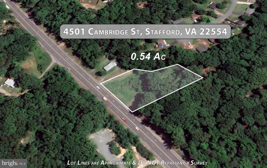 LOCATION, LOCATION, LOCATION!!!  Build your dream home in a great location on a 1/2 Acre located one mile north of the Falmouth bridge and 1/2-mile South from Drew Middle School. Approximately 140' of road frontage. Close to downtown Fredericksburg, I95, and commuter trains. Currently Zoned R1 but possibility for re-zoning to commercial. Water on the street and power lines near by. Tax Map ID 45-201
