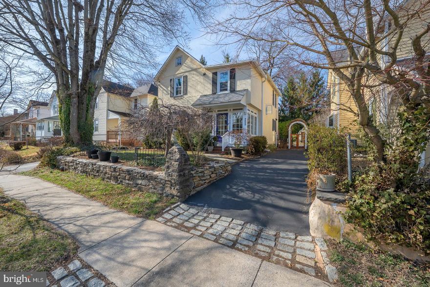 Step into this charming, meticulously maintained 3 Bedroom, 1.5 Bathroom home through the inviting sun porch, a perfect space for relaxing with a morning coffee. Inside, an arched doorway leads to the well-appointed, updated, Eat-In Kitchen, featuring stainless steel appliances, recessed lighting, a plank ceiling, and picturesque views of the backyard. The nicely sized Dining Room boasts elegant wainscoting and rich hardwood flooring, creating a warm and welcoming atmosphere. Through French doors, the bright and airy Living Room offers parquet flooring, a ceiling fan, and chair rail molding, making it an ideal space for entertaining. A second arched doorway connects back to the Kitchen, where you'll also find a convenient Laundry area and a pantry with plenty of storage . A Powder Room completes the first floor.  Upstairs, the First Bedroom, currently used as a home office, includes parquet flooring and a ceiling fan. The second Bedroom showcases hardwood flooring and a ceiling fan, while the third Bedroom features parquet flooring, crown molding, and a spacious closet. The large, full hall Bathroom, updated last year, offers a sleek tub/shower combo with a glass enclosure, a large vanity, and ample storage.  Outside, sliding doors open to a serene back patio, leading to a stunning in-ground pool surrounded by mature plantings within a fenced-in yard. An arbor provides a picturesque entrance to the backyard, which also includes a storage shed for added convenience and a portable generator in a generator shed. The Basement is unfinished, perfect for storage, and has a sink! Some more recent Improvements to this lovely home include new Boiler 2025, updated Hall Bath 2023, new Hot Water Heater 2024, Central Air replaced 2022, Windows Replaced 2017, Portable Generator in generator shed with transfer switch 2017, and Updated Kitchen 2016, along with numerous other improvements over the years. Nestled in a prime location, this home, which is oozing with character and charm, is within walking distance to the heart of Wayne, where you can enjoy many restaurants, boutique shops, library, post office and so much more! You are also located a minute from a lovely park. All this in Radnor Township with its top rated schools. Commuters will appreciate the easy access to the Wayne train station, as well as major roadways including Route 30, I-476, and I-76. Don't miss this wonderful opportunity to call this beautiful home yours! Note: Square footage of 1578 is from an appraisal.