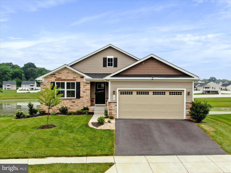 Why wait to Build, Move in Ready! Well kept 3BR 2BA Rancher on full basement, located on small cul-de-sac and backs to no other homes.  Open floor plan with combination family room, dining area and kitchen. Additional room to be used as an office, formal dining room or even a bedroom. Kitchen features island, stainless appliances, pantry and upgraded counters/cabinets. Luxury Vinyl Plank flooring throughout the main level. Owners suite with spacious bathroom with walk in shower, walk in closet. Laundry room conveniently located near the owners suite.  Full unfinished lower level with walkout, rough in for a full bathroom. Landscaped yard  The 2 car garage is equipped with 2 EV chargers that convey. Community features sidewalks, tot lots, pavilion, etc. A  Must See