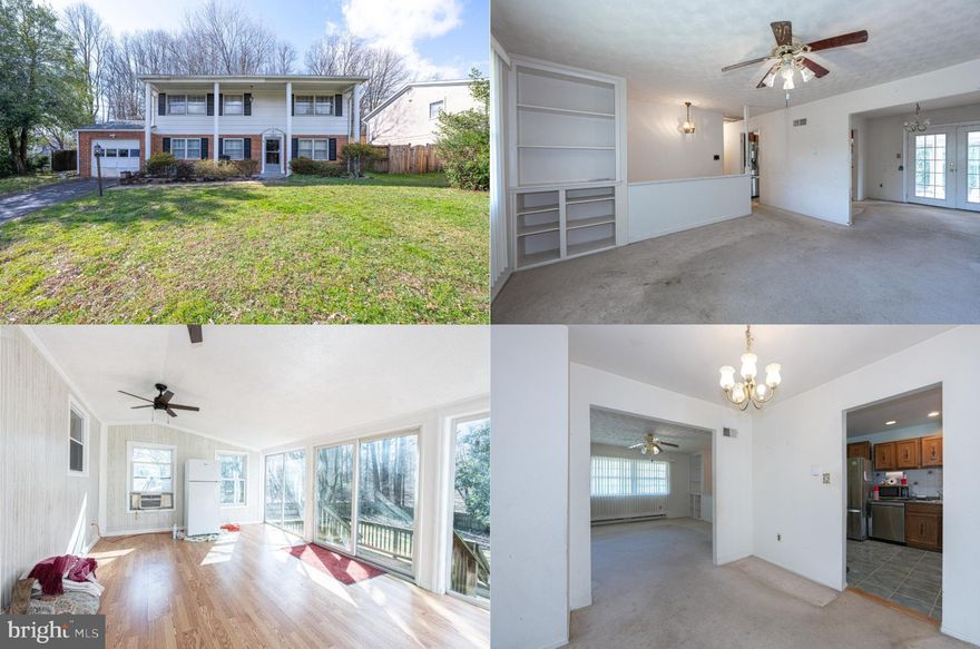 Calling all Investors! Welcome to this great traditional single family home with excellent bones boasting 4 bedrooms and 3 full baths on two spacious finished levels. This brick and siding home with front porch, 1-car garage, deck, a huge fenced yard backing to trees, living room, dining room, family room, kitchen, plus a huge 13 x 19’ 3-season sunroom filled with sunshine is perfect for those looking to put their personal touch on a property. With an updated electrical panel within the last month, new roof and gutters installed 3-5 years ago and newer AC, this house is ready for a renovation enthusiast. ****** Enjoy a cozy wood burning fireplace in the family room, the 3-season room with vaulted ceiling and new ceiling fans, and the large, fenced backyard on .27 acres backing to majestic trees for loads of privacy. The kitchen features some newer attributes, and the dishwasher has barely been used. Upstairs, you'll find 2 bedrooms and 2 full bathrooms, including a primary bedroom with a walk-in closet, a unique separate vanity and ensuite bath a walk-in tub. Downstairs, there are 2 more bedrooms and 1 full bathroom. ****** All this in a quiet residential setting yet just minutes Prince William Parkway, and an abundance of shopping, dining, and entertainment options in every direction! Priced Well Below Market Value this property offers a fantastic opportunity to create the home of your dreams!