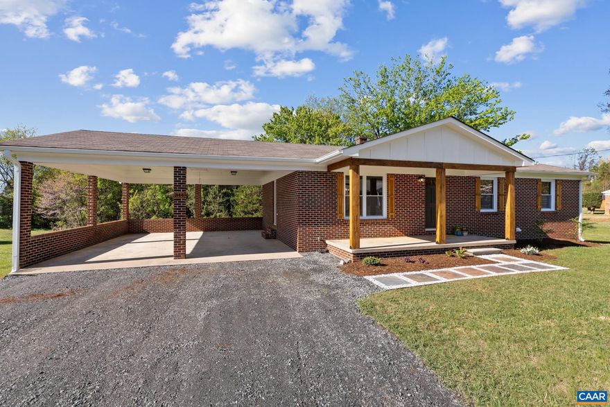 MOVE-IN READY - this completely renovated home offers endless opportunity for its future new owners! The open-concept layout is perfect for entertaining or just keeping everyone together. The kitchen offers plenty of counter prep space and stainless-steel appliances. Retreat and relax in your own private primary suite at the end of the day or head down to the rec room in the partially-finished basement that also features a full bath and bonus room with closet. Outside, you'll find plenty of green space and shade for play, relaxation, entertaining, and gardening. Turn the two-car carport into a covered patio for outdoor enjoyment. Easy access to the kitchen makes a cookout simple! Excellent location with proximity to Main Street shops & dining with easy access to Route 29 and 33. The possibilities are endless here! *NEW WATER HEATER & HVAC (with 10yr warranty), New DUCT WORK, & Updated PLUMBING*,Granite Counter,White Cabinets