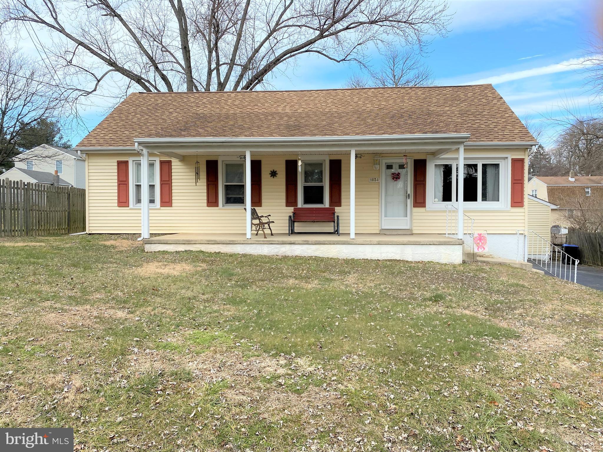 Cute ranch home with 3 bedrooms and one bath in move in condition. Ceramic tile entrance into the Living room with neutral carpeting, dining room is open to the kitchen and both have laminate flooring. Kitchen has recessed lighting, oak cabinets and black appliances with a door to the deck and nice back yard. 3 bedrooms - 2 have ceiling fans- and hall bath complete the first floor. The steps to the second floor lead to a finished type area and unfinished attic. There is no heat upstairs. Unfinished basement has a door to the driveway. Detatched garage is spacious-fits at least 2 cars, and has electric. Heater in garage does not work at this time. long wide driveway in good condition.