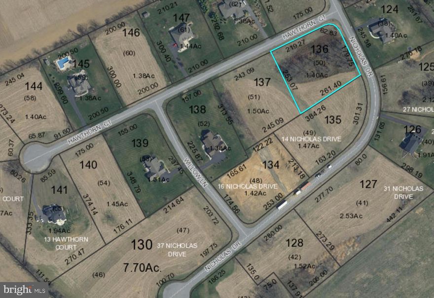 Bring your own builder for these large country lots with beautiful views.  Lots are located in the development of Nicholas Manor.  Seller will provide a current Perk Test with purchase of lot.  Contact Mike Diehl for more information.