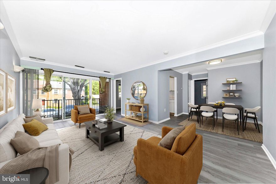 Experience the best in the City of Rockville at Plymouth Gardens! This beautifully updated second-floor condo offers the perfect blend of modern style and everyday convenience. The freshly painted interior features brand-new flooring, a renovated kitchen and bath, and a brand-new furnace for total peace of mind. An open-concept living and dining area flows seamlessly to a private balcony, ideal for your morning coffee. The spacious primary suite boasts a large walk-in closet, while the functional galley kitchen includes a charming breakfast nook. Shared laundry in the basement. Community features an open unassigned parking lot.  The condo fee includes water, gas, pool access and more. It is located under a mile from local parks, shopping, and College Gardens Elementary, and less than two miles to the Rockville Metro and Town Center. With the #45 bus at your doorstep and easy access to Rt. 355 and I-270, this move-in-ready gem is perfectly positioned. Great for 1st time buyers, downsizers or investors.