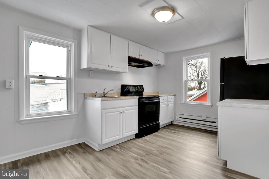 This completely remodeled two bedroom top floor unit features fresh paint and new LVP through out. Walk in to your large eat in kitchen, which opens up to an oversized family room. The den features built-in bookshelves and the bedroom a new ceiling fan. Off the kitchen on the other side, you will find the bathroom which has new vanity, toilet and light fixtures. Tenant pays electricity. Lease includes water, trash, sewer, and snow removal. Call property manager to show. Showings require credit score of 650 or better, a year employment history, income must be twice the monthly rent.  No previous failure to pay, warrant of restitution, or evictions. NO PETS