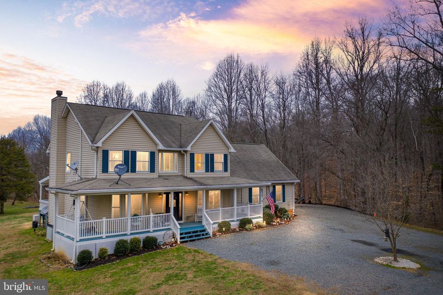 WELCOME HOME to your very own private retreat!  Bring your horses - Community Barn ON SITE or add fencing to your own property, the choice is yours! 10 acres in Bellevue Farms with walking trails galore and a community pool is waiting just for you!  Come check out several spots throughout the area to kick back and watch the gorgeous sunrise and sunsets, or pull up a chair on your very own front porch for the best seat in the house!  This beautiful open concept home boasts so much natural light coming through from all directions, which makes for such a warm and inviting feel!  There are newer kitchen appliances with a double convection oven and convection microwave.  The three bedrooms are on the upper level, and the master bedroom features a small bonus room! It would make the perfect nursery area or how about an oversized closet redesign?  The oversized finished basement is a great space to gather for movie nights, game night, or maybe it's your new home gym space.  This home truly shows the owner's pride all throughout.  The entire property is in exceptional condition as the current owners have taken very well care of it.  They have added many additional features or upgrades over time to include but not limited to; additional parking spaces created by adding an extremely wide gravel parking area in front of the home, newly added fire pit area in the back, a beautiful rock wall was added to the fireplace, newer flooring in the master and hall bathrooms, shutters have been replaced, and gutter guards were added to the lower level.  The back yard area is seriously a mini vacation away from home.  Come relax out by the fire pit area and simply watch nature take over.  Watch the deer in the near distance while enjoying the peace and quiet and beautiful scenery that surrounds you.  The property features an onsite shed in the back yard with electricity and phone, and the water hydrant is just steps away!  Create your own cool hangout space, work space, OR convert it into a horse barn!  There are so many amazing possibilities to choose from! This house is perked for 4 bedrooms by the way! Call your agent to schedule your showing today.  This country charmer is waiting just for you!