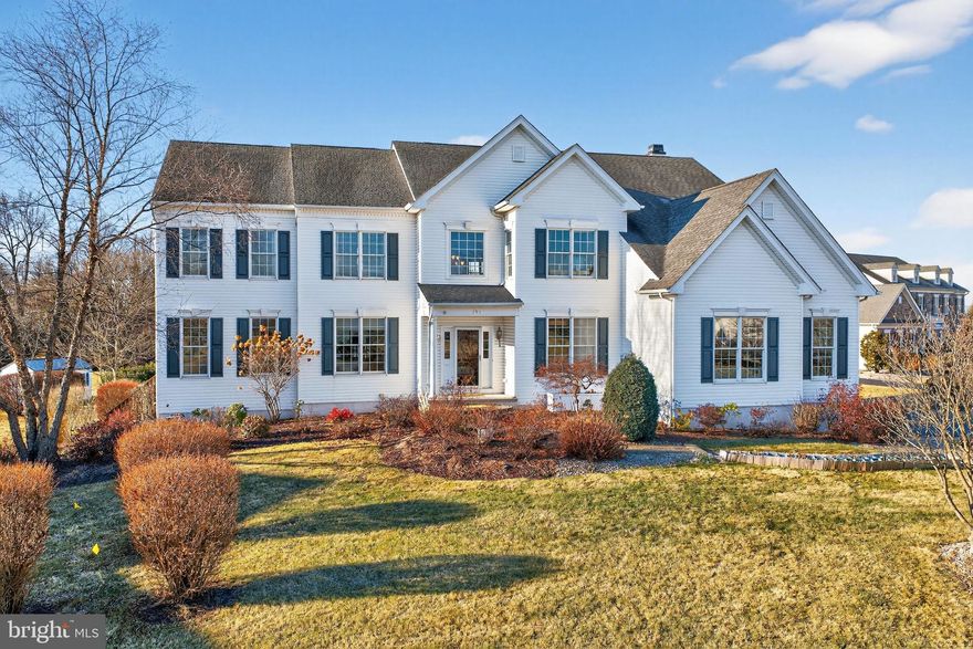 Impressive Elkton New England model in beautiful Foxwood Farms offers luxury, space, and thoughtful design. With 6 bedrooms and 6½ baths, the home showcases dual staircases, walkway, high ceilings, luxury vinyl and hardwood flooring and refined details such as decorative moldings and wainscoting. Gourmet kitchen is a showstopper, featuring a large island with prep sink and wine frig, Bosch dishwasher, five-burner gas cooktop, double gas ovens, built-in microwave, pantry, and refrigerator. Adjacent to the kitchen/Dining area is a stunning solarium with sliding windows, offering year-round enjoyment and abundant natural light. 2 story Family Rm boasts hardwood floors, dramatic wall of windows, and gas fireplace. Formal living and dining rooms, 1st fl home office, Laundry, and three-car side-entry garage. Completing the main level includes hard to find extended living quarters featuring an eat-in kitchen, bedroom, full bath, walk-in closet, and private entrance—ideal for multi-generational living or guests. Primary BR with 16 x 11 closet.  Finished Bsmt offers incredible versatility with a media room, game area, wet bar with DW & frig, dining area, addt'l finished room, plus storage space. Walk out to a true backyard oasis with a 40 X 24  in-ground pool, cabana, pavilion, and brick paver patio, along with convenient access thru walkout to bath and stackable laundry—perfect for poolside living and entertaining. Extraordinary home offering luxury, comfort, and exceptional indoor-outdoor living.