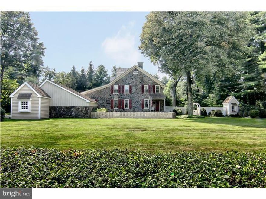 Priced to sell. Location, location, location! This spectacular property is set on a beautifully landscaped private flat lot with stunning views of Philadelphia Country Club's 8th fairway.  Finely crafted renovation perfectly blend the breathtaking original architectural features of the charming 19th Century Stone Carriage House with fabulous modern amenities and designs, using only the finest materials with detailed craftsmanship are offered throughout.  Features include a wonderful open floor plan, gracious room sizes, original exposed beams and stone, extensive handcrafted millwork and moldings, luminous windows and random width pegged oak floors, a wonderful gourmet kitchen and 4-5 Bedrooms including luxurious master suite with cedar closet. The timeless finishes, tasteful and unique interior designs and prestigious location, complete with a detached, multifunctional renovated barn with electricity, create a showpiece that will please the most discerning buyer. Fabulous quiet location close to all commuter routes, transportation, shopping, restaurants, renowned public and private schools and Center City Philadelphia. Move right in.