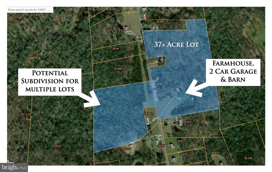UNBELIEVABLE VALUE for the opportunity to create the property of your dreams in the heart of King George County! Over 37 prime acres of partly wooded, partly cleared, flat land ready for farming, subdivision, or a peaceful country retreat. The main entrance off Oak Tree Drive invites you up a paved driveway to the old farm house (circa 1890). The 3 bedroom, 1 bath home has the potential to become a striking centerpiece for this country paradise. Elegant mature trees connect you to the history of this beautiful place, and offer generous summer shade, or the bulkhead for an amazing tree house! Much newer than the main residence is an oversized 2 car garage/workshop with deep bays for storage, woodworking, auto wrenching, or anything you can imagine! Set back along the woodline is a large 3 bay barn for even more useful storage. The sprawling acreage is mostly situated on the east side of Oak Tree Drive, but a sizable 10+ acre portion stretches west across the road offering the opportunity for a family farm with multiple dwellings, subdivision, a hunting range, 4 wheeler trails, timber, or anything you can imagine (See map in photos). *** The old farmhouse shows it age and has not been lived in for some time. The home needs renovation and is not likely livable in its current state. There are many personal items that may or may not convey with the property, and the seller makes no representation regarding what will convey. All personal items and real estate are being conveyed as-is, where is. The seller of record shall be a special commissioner of King George County court.***