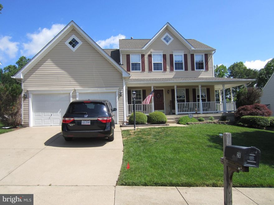Beautiful and spacious 4 bedroom 2.5 bath  property with  3100 sq ft., 2 car garage and fenced in yard in Perry Farms and is located near Commuter lots, Quantico, VRE, Ft. Belvoir, DC, Shopping, and more! This Home Features:-L/R, Formal L/R, Formal D/R with Bay Window -Hardwood floors in the foyer and kitchen-Ceiling Fans throughout Kitchen-Eat In Kitchen-Gourmet kitchen with island and breakfast bar-Double wall oven, refrigerator, dishwasher, microwave, cook-top-Tons of cabinet space Master Bedroom Features-Cathedral Ceilings-Huge Walk-In Closet Additional Features -Gas Fireplace-Spacious bedrooms with walk-in closets-Partially finished basement w/tons of extra storage With tons of curb appeal this home also has a wrap-around porch, custom stamped concrete curbing, 10 x 12 storage shed, BEAUTIFUL 24 x 50 stamped concrete patio with an 8 person Hot Tub, and sprinkler system.