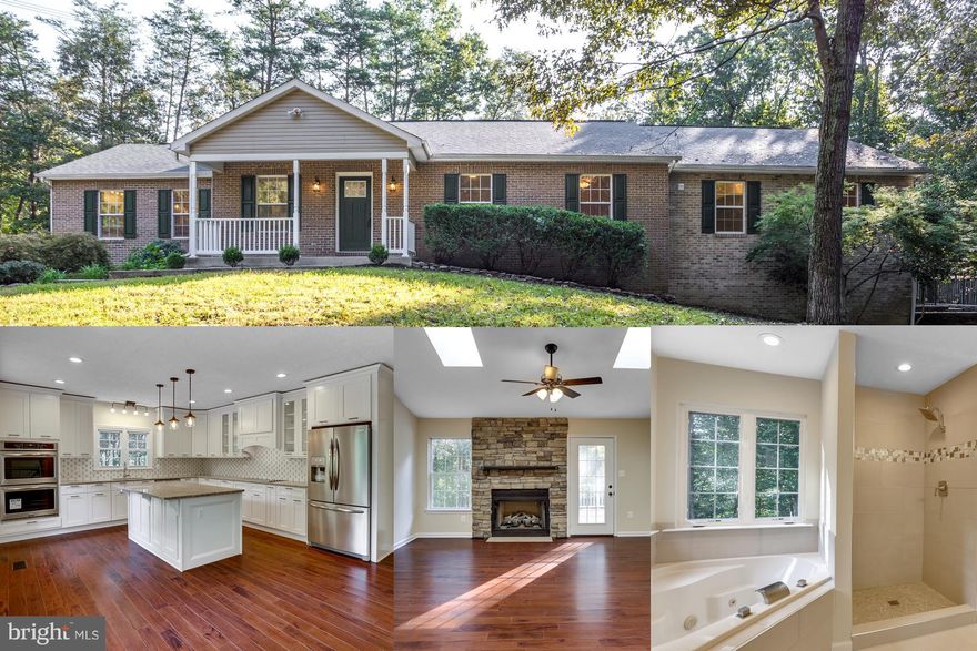 Welcome to your private oasis! Absolutely stunning home with over 4,000 sq ft totally renovated on 4 acres.  Features gourmet kitchen w/granite, double oven, upgraded cabinets, hardwood floors, 2 master BRs, 2 laundry rooms, finished basement w/full bar & fireplace. Basement has in-law suite or rental potential. Relax on the deck & patio or entertain in the cabana. Extended & circular driveway. No HOA!