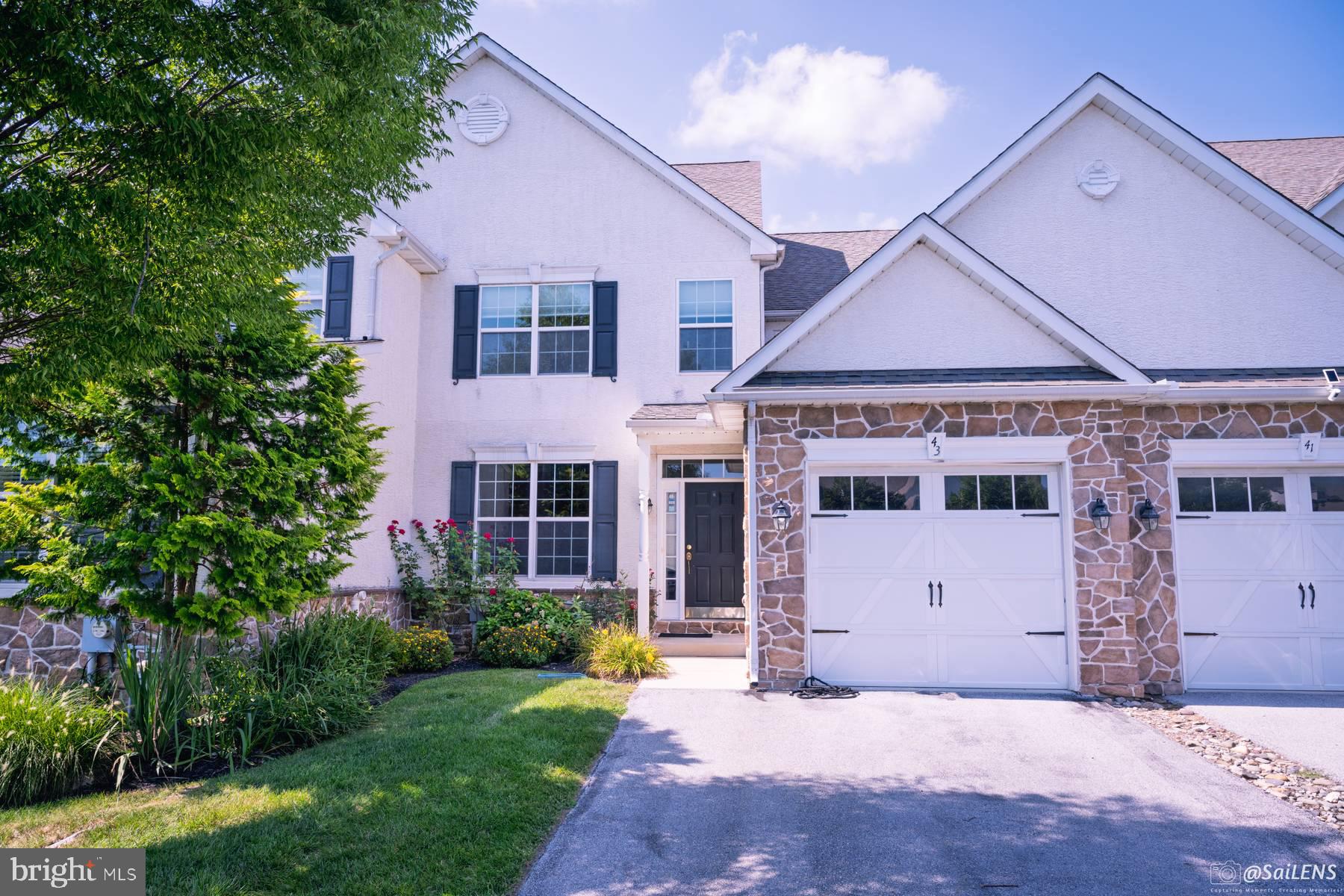 Welcome to 43 Sharpley Drive, in Chadds Ford’s prominent community of Laurel Brooke where maintenance-free living comes quite easy. This pristine and luxurious townhome has a bright & open flow with hardwood floors on both levels, a modernized Kitchen, first-floor office, cozy gas fireplace, a grand primary suite, beautifully finished basement with a full bath, rich moldings and gorgeous wood detailing throughout, and a prime location. Enter this home to gleaming hardwood floors and French doors leading to the professional office off the foyer. Flow into the spacious dining room with lovely wainscot and crown moldings and a pass-through to the kitchen. Continue into the open floorplan joining the kitchen and family room, with a cozy gas fireplace in the center of it all for the chilly months upon us. This kitchen leaves nothing to be desired with recessed lighting, stainless steel appliances, 42-inch cabinets, granite countertops, center island with seating, and beautiful natural light from the sliding glass doors leading outside to the deck. From the kitchen, step outside to grill, dine, relax, and entertain with a private, tree-lined view from your deck. Back inside and completing the first floor is a powder room for guests. Hardwood floors extend upstairs and throughout all 3 bedrooms, each with recessed lighting and ceiling fans, including the primary suite with double-door entry, tray ceiling, dual walk-in closets, and large primary bath with dual vanity, jetted tub, and linen closet. On this level, you will also find two good size bedrooms, additional full hall bathroom with double vanity and a convenient, second floor laundry room with laundry tub and storage. The finished lower-level basement with 9-foot ceilings and recent new Vinyl Flooring offers endless options for even more living space, a game room, an additional office, a gym, an in-law suite, or whatever your needs require, featuring recessed lighting, a full bathroom, and an unfinished space for storage. Bonus features include a one-car garage with space for 2 additional cars in the driveway plus additional parking in front of the home, and a new hot water heater and cooktop stove (2022). Ideally located close to Chadds Ford’s renowned shopping, restaurants, nightlife, wineries, and cultural attractions, in addition to West Chester, Kennett Square, Media, and Delaware! Also situated within the award-winning Garnet Valley School District; do not let this home pass you by! Be sure to view the Pictures, virtual tour and schedule a showing TODAY!