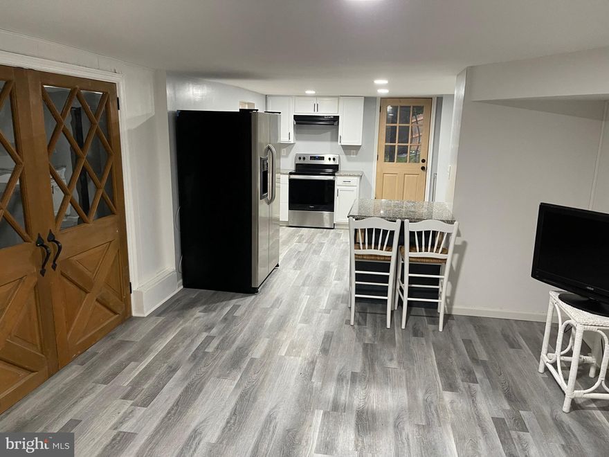 Newly remodeled 1 bedroom 1 full bath apartment. Lower level with a parking spot and private entrance.  Also has a back door to a nice courtyard.  All upgraded materials including flooring, tile, and stainless steel appliances. Granite counter tops and a large walk in closet.  Includes water, sewer, and trash.