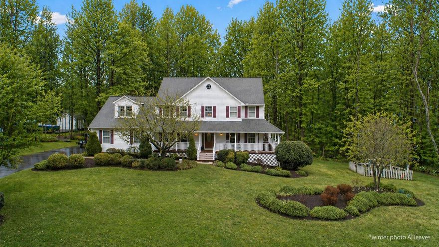 Welcome to your private retreat, nestled at the end of a serene cul-de-sac in Victoria Station—one of North Calvert’s most sought-after communities. Enjoy the large custom-built patio, firepit, water features, and landscape lighting throughout, (connected for easy access) wired to a switch.  Step inside the open foyer and be captivated by the new 2025 gourmet kitchen, featuring quartz countertops, stainless steel appliances, a stunning backsplash, and elegant finishes. The oversized island offers ample space for serving, cooking, and entertaining, along with a retractable charging station built right into the quartz countertop. The kitchen also includes a beverage bar with instant-hot and filtered water access, a built-in beverage fridge, a tastefully designed indoor herb garden planters, perfect for growing your own herbs and spices year-round. The main level features a half bath, a custom office space ideal for working from home or homeschooling, a formal sitting room overlooking the wraparound, a dining room with door access to the back deck, and a spacious family room with a glass enclosed gas fireplace and custom built-ins. Upstairs, the primary suite offers a large walk-in closet spacious enough for two featuring automatic lighting as you enter and a touch lighted full length mirror. Three additional generously sized bedrooms and closets, as you continue through this spacious upstairs, and a full hall bathroom provide plenty of room for a growing family. The hall bath was customized to separate the shower area from the vanity, allowing two people to use the space at the same time. UPPER LEVEL LAUNDRY adds everyday convenience. The fully finished basement offers excellent potential for multigenerational living, featuring a living room, playroom/craft room/office, large bedroom, full bathroom, and a kitchenette serving area with access directly to the backyard patio. The basement level entry creates a private entrance opportunity to access the lower level without going through the main entrance of the home. Situated in a cul-de-sac on 1.02 acres backing to mature trees, the property also includes a beautiful fenced garden, established and ready for your homegrown vegetables and more. Welcome to the highly sought-after neighborhood of Victoria Station, a beautiful lake community featuring tennis courts, a basketball court, playground, walking path, benches, and a lake for morning or evening strolls, as well as catch-and-release fishing. A 2-car garage and ample driveway parking provides plenty of room for multiple vehicles, as well as space for a trailer or boat. More upgrades to include Lawn Sprinkler System and customized to water the gardens, Gas Water Heater was replaced in 2024/25, Windows by Thompson Creek 2011, HVAC 2010, Radon Mitigation 2021, Roof 2011, Gutters & Guards 2011, Bright custom lighting throughout this home including lighting in all bedroom and foyer closets. The yard is surrounded by a Dog-Watch buried Hidden Fence (dog collar included) allowing pets free run of the property. (25.1 miles) to Joint Base Andrews, (41.4 miles) to Pax River Naval Station, (30.1 miles) to Naval Academy Annapolis, MD, (40.6 miles) to Fort Meade Main Gate, (35.7) miles to Pentagon. Located just minutes from North Beach, Chesapeake Beach, Herrington Harbour North & South, North Beach Boardwalk, and a variety of restaurants, shopping, parks and recreation. Welcome to Calvert County and all it has to offer!