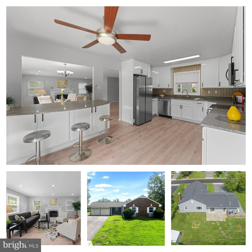 Welcome to this beautifully maintained 3-bedroom, 2-bath single-family home with a 2-car garage in the heart of Bowie, MD. This charming ranch-style home offers a spacious and functional layout perfect for everyday living and entertaining. The large kitchen features abundant cabinetry, generous counter space, and a convenient breakfast bar that doubles as extra prep space—ideal for busy mornings or casual meals. A sliding glass door next to the bar leads directly to a fully fenced, expansive backyard with a patio—perfect for BBQs, family gatherings, or letting pets and kids play freely. The dining area opens to a bright and inviting living room with a cozy fireplace and large windows that fill the space with natural light and offer lovely views of the yard. Down the hallway, you’ll find a private primary suite with an en-suite full bathroom, along with two additional bedrooms and a shared full bath. The home features several well-maintained improvements made in recent years, including a newer roof, updated appliances, flooring, and fresh interior paint—giving the home a clean, move-in ready feel while offering peace of mind for years to come. In addition to the 2-car garage, the extended driveway provides ample parking for at least 4 vehicles—ideal for larger households or when entertaining. Located just minutes from Allen Pond Park, Whitemarsh Park, and the Bowie Town Center, you’ll enjoy easy access to outdoor recreation, shopping, dining, and entertainment. Commuters will appreciate quick access to Route 50, with an easy drive to Washington, D.C. and Annapolis, as well as nearby MARC and Metro options. Don’t miss this opportunity to own a comfortable, well-cared-for home in a prime Bowie location offering the perfect blend of value, convenience, and lifestyle.