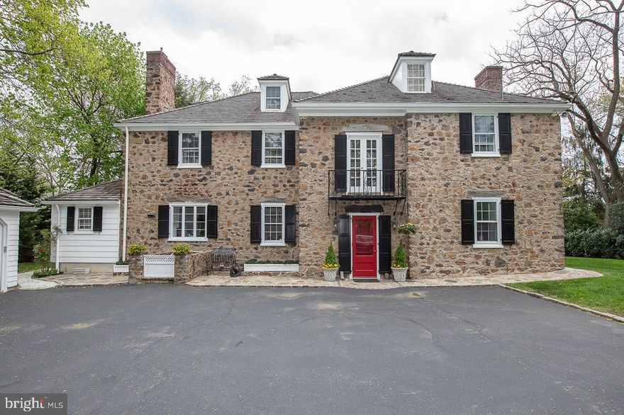 Stone Colonial on an interior lot in Southside Wayne.  Large and Gracious Rooms.  Great Architectural Feature with Deep Windows and Millwork.  Updated Kitchen and Baths.  6 Bedrooms.  5 Full Baths and 2 Powder Rooms.   Finished Basement.  Private Lot with Gorgeous Pool.