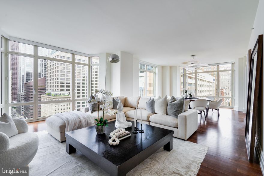 Welcome to Residence 1803 at the iconic 10 Rittenhouse. This rare corner one-bedroom, one-and-a-half-bath residence was originally part of the highly sought-after 03 line, offering exceptional scale and proportions rarely found in a one-bedroom—ideal for entertaining.

The home features panoramic skyline views with sunrise exposure, an expansive great room and gallery, and a chef’s kitchen with breakfast area and top-of-the-line Wolf, Miele, and Sub-Zero appliances. Additional highlights include refinished hardwood floors, two bay windows, and a gracious bedroom suite with walk-in closet and a stunning marble bathroom with oversized glass-enclosed shower.

Designed by renowned architect Robert A.M. Stern, 10 Rittenhouse offers unmatched five-star living with 24-hour concierge, chauffeur-driven town car, indoor lap pool, fitness center, yoga studio, library, courtyard, wine room, guest suite, and underground valet parking. Prime 18th Street location steps from the city’s best dining and shopping.

One storage unit and one parking license included. Pet friendly building.
Showings by appointment only. Currently tenant occupied on a month-to-month lease.