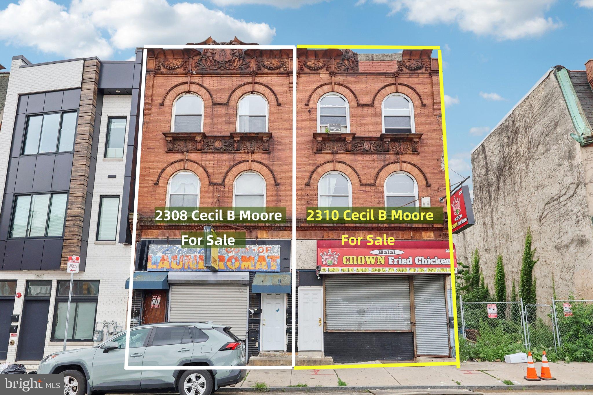 Seller retiring!!!! Excellent investment opportunity with neighboring property 2308 Cecil B. Moore also for sale. This mixed-use building includes four total units: a leased commercial space currently occupied by a restaurant (Fried Chicken and Halal Food) and three one-bedroom apartments. The remaining vacant unit is available for easy showing. Most residential units have been updated and are currently rented below market; with HVAC added, each could potentially rent for $1,000+ per month. With low taxes, low insurance, and landlord responsibility limited to water, property tax, and insurance, low maintenance. The building offers strong cash flow potential. At full occupancy, the projected cap rate exceeds 10%. Rent roll available upon request.
