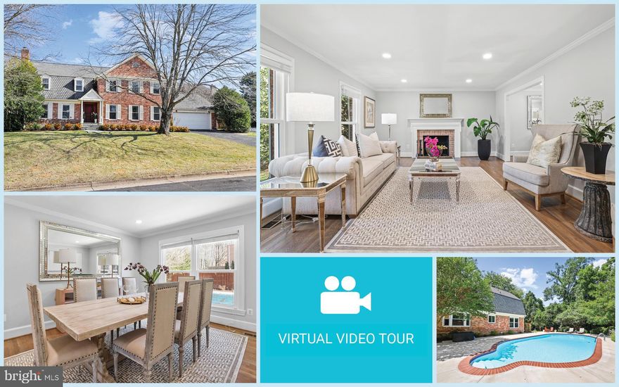 Discover your dream home in a serene Lynwood community just minutes to Tysons Corner! This magnificent 5 BR, 4.5 BA brick colonial offers the perfect blend of luxury, comfort, and convenience, and located in the sought-after McLean High School district and walking distance to the Potomac School. It showcases a brilliant and expansive floor plan accentuated by gleaming hardwood floors that span both the main and upper levels,  elegant crown molding, recessed lighting and abundant windows.

Culinary enthusiasts will delight in the newly renovated gourmet kitchen, featuring  new white cabinetry, quartz countertops, subway tile backsplash, stainless steel appliances, and a charming breakfast area with a picturesque bay window. The adjacent family room, warm and welcoming, is highlighted by a cozy wood-burning fireplace and a convenient wet bar, with direct access to the serene backyard. The formal dining room exudes elegance with its crown molding and expansive window, while the formal living room offers another wood-burning fireplace, creating a perfect ambiance for hosting and relaxation.

The versatility of this home is further demonstrated by a main-level 5th bedroom or office, alongside a half bath and a practical laundry/mud room. Ascend to the upper level to find four generously sized bedrooms, including a primary suite that promises relaxation with a walk-in closet and a luxurious en-suite bath featuring a soaking tub, dual-sink vanity, and a separate shower. Two additional updated bathrooms ensure comfort and privacy for family and guests alike.

The lower level extends the living space with a large recreation room with a fireplace, a bonus room or optional 6th bedroom, a full bath, and ample storage/utility space. Outdoor living is a joy with a beautiful pool and patio area, complemented by a sun shade awning (2022) for blissful summer days. Recent updates include a washer and dryer on the main level (2020) and a remodeled pool deck (2022) that enhances the large swimming pool and retractable awning in the fully fenced backyard, perfect for outdoor enjoyment. The convenience of parking is ensured with a two-car attached garage with new flooring and a spacious driveway.  Windows 2020.  Water Heater 2021.  New Polaris for pool 2023.

Located in a prime area just 4 miles from the vibrant Tysons Corner, with its plethora of shopping, dining, and entertainment options, and close to downtown McLean, Dolley Madison Library, McLean Central Park, and McLean Community Center. For commuters, the dream becomes reality with about 3 miles to McLean Metro Station and easy access to major thoroughfares leading to Washington DC and beyond.