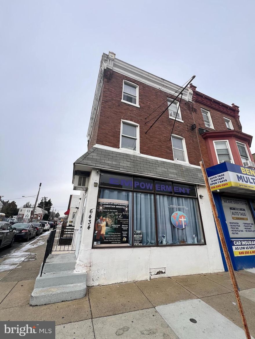 Fully renovated mixed-use investment opportunity located on bustling Rising Sun Avenue in the heart of Northeast Philadelphia. 6434 Rising Sun Ave offers a solid, income-producing property consisting of a street-level commercial storefront and three residential apartments, all currently rented with separate utilities.

The ground-floor commercial space is leased to a church at $1,000/month plus $50/month toward the water bill, with a lease in place through June 2026, providing stable commercial income. Also on the first floor, with a separate entrance, is a rear one-bedroom apartment currently rented for $850/month. The second floor features a spacious two-bedroom apartment renting for $1,000/month, while the third floor offers another two-bedroom apartment rented for $1,000/month plus $50/month toward the water bill. Laundry is conveniently located within the second-floor unit.

The entire building has been comprehensively remodeled, including new electrical, new plumbing, a new heating system, and thoughtfully designed, well-configured floor plans. The property is separately metered for gas and electric, simplifying management and expense allocation for an investor.

Ideally situated along a high-visibility corridor, this property benefits from excellent walkability and close proximity to a wide array of neighborhood amenities, including grocery stores, restaurants, shops, and everyday services. Public transportation is easily accessible, with multiple bus routes along Rising Sun Avenue and nearby connections to regional rail, making commuting convenient for tenants. The location also offers quick access to major roadways and highways, including Route 1, Roosevelt Boulevard, and I-95, providing easy travel throughout Philadelphia and the surrounding suburbs.

A turn-key mixed-use asset in a strong rental location—perfect for investors seeking steady cash flow in a revitalized Northeast Philadelphia corridor.