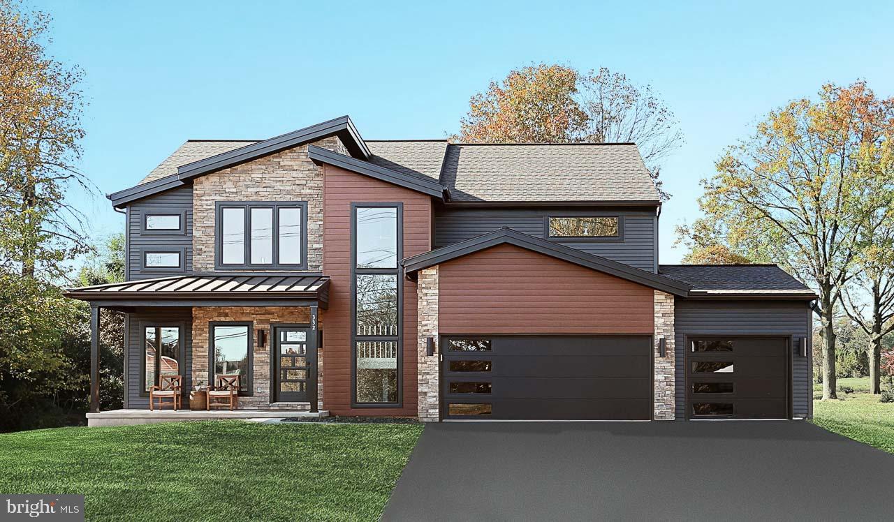 New contemporary home by Landmark Homes features a welcoming front porch, stylish exterior, and a 3-car garage. The garage opens to a mudroom complete with a large pantry, powder room, and a built-in bench. The first floor boasts durable vinyl plank flooring and 9’ ceilings. To the front of the home is a flex room that can be used as a study, living room, or other versatile space. The kitchen is well-appointed with quartz countertops, a tile backsplash, and enhanced cabinetry and appliances. Adjacent to the kitchen is a sunny dining area with access to the rear patio and a comfortable family room warmed by a cozy fireplace with floor to ceiling stone. The 2nd floor owner’s suite features an expansive closet and a private bathroom with a tile shower and double bowl vanity. Also on the 2nd floor are 3 additional bedrooms, a full bathroom, and a convenient laundry room.