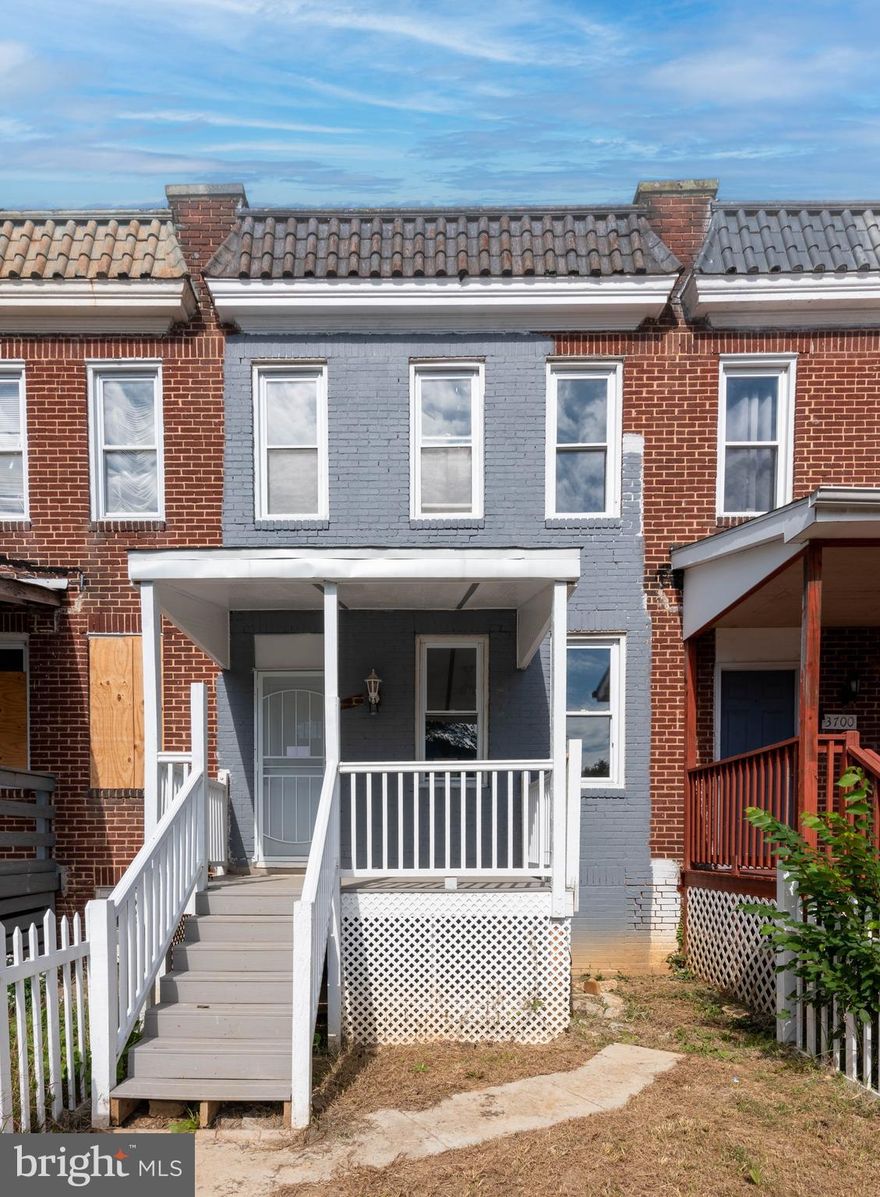 List price is Opening Bid at the Online auction to be conducted on Auctioneers website.
- Auction ends Monday, October 20, 2025 at 11:00 AM. ATTENTION INVESTORS! 2 Story townhome in the “Langston Hughes” area of Baltimore City. Located within the greater Park Heights Area, 3702 Arcadia Ave. improved by 2 bedrooms and 1 full bathroom. With multiple redevelopment incentives underway- including a $400 Million Dollar transformation of Pimlico Race Course, this is a fantastic opportunity to add value to your portfolio. Property is Configured as: Main Level -  Living Room, Kitchen, Dining Area. Second Floor
2 Bedrooms & Full Bathroom. Lower Level Partially Finished Basement, Laundry Hookup. Property Features:
Front Porch, Fenced Front Yard, Fenced Rear Yard, Laminate Flooring, Carpeting. Do not miss this great opportunity!