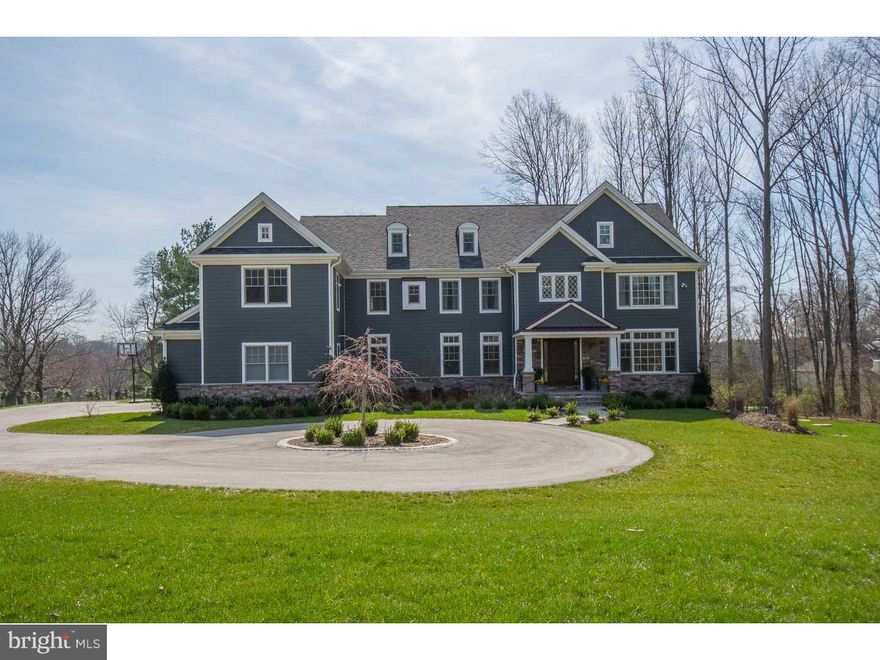 Exciting 3 year old New England styled Hardie Plank home enjoys 4.19 acres of serene, conserved flat & wooded ground in the heart of Radnor Hunt country. One of just 5 homes located on the cul de sac of Highcroft Ln this artfully executed home boasts superior style & a modern day floor plan with exaggerated informal spaces, high ceilings & substantial detail on the homes 3 finished floors and  6,340 sq ft.  A  2 story foyer with sweeping stair and deep wainscoting offer straight through views to the homes covered Terrace & expansive rear yard.  To the left of Foyer find a large formal D/R.  Handsome white milled ceiling, detail and dark hardwood floors provide dramatic contrast while transom windows offer views of the front grounds and arrival circle.  A full Butlers Pantry with beautiful lighted display  cabinetry, carerra marble counter tops, sink, under cabinet refrigerator and  separate wine chiller complete the transition into the Kitchen.  Pulled from the pages of a design magazine find an extraordinary Kitchen offering full  height cabinetry, glass subway tile back splash and oversized granite topped center island.   The island is the focal point of the kitchen providing generous flat prep space and 6+ person seating.  Brightened by a full wall of windows the kitchen area flows to the Breakfast Room and beyond to a large Family Room with coffered ceiling, gas burning fireplace and french door access to a wide covered and open blue stone Terrace.   In the rear of the house find a smartly out fitted large Service Area including walk-in customized mudroom closet,  separate cleaning and supply closet as well as an independent Pantry.   A stone floor provides a forgiving surface for high traffic areas from the back stair, side door, and attached three car Garage.  As you approach the main stairs pass double french doors leading to the homes formal Living Room.  A closet makes this space equally well suited as a private Home Office or Music Room.  A deluxe Master Bedroom ste offers volume ceiling, sitting area, two walls of windows and  walk-in custom his and hers outfitted closets  A shared white tiled Master Bath provides double vanities, hers with a seated make-up area and both with wash stand height convenience with an over-sized shower  and separate water closet.  Four additional family Bedrooms two that function beautifully as double room guest space, 3 full Baths & Laundry Rm complete this floor.  LL provides bright walk-out with game room.