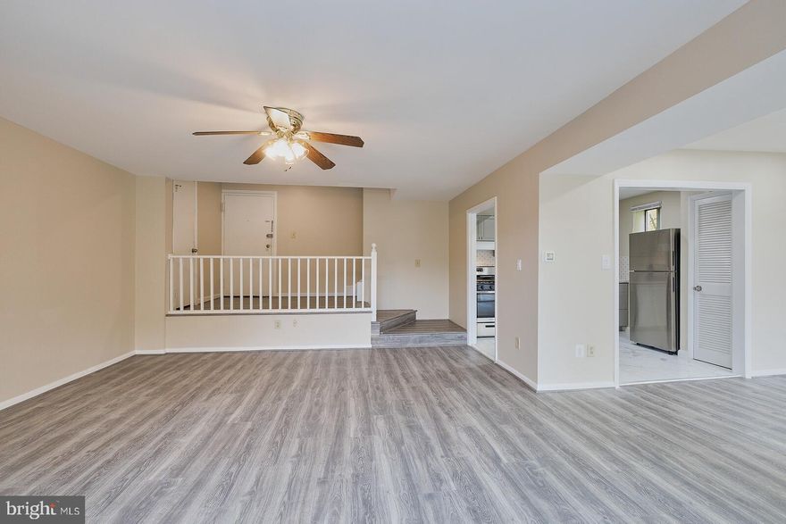 Spacious and bright  2 bedroom 1 bathroom in Rockville.  Spacious rooms.  Bi-level, open floor plan, and plenty of natural light.  Freshly painted throughout, new floors,  new appliances, close to Twinbrook metro, and a few minutes walk to North Creek Shopping Center.  1 assigned parking space #239.  Mailbox #9. 
 Additional street parking.  Water included in rent.  Laundry room located in lower level.  Applicants must have good credit.