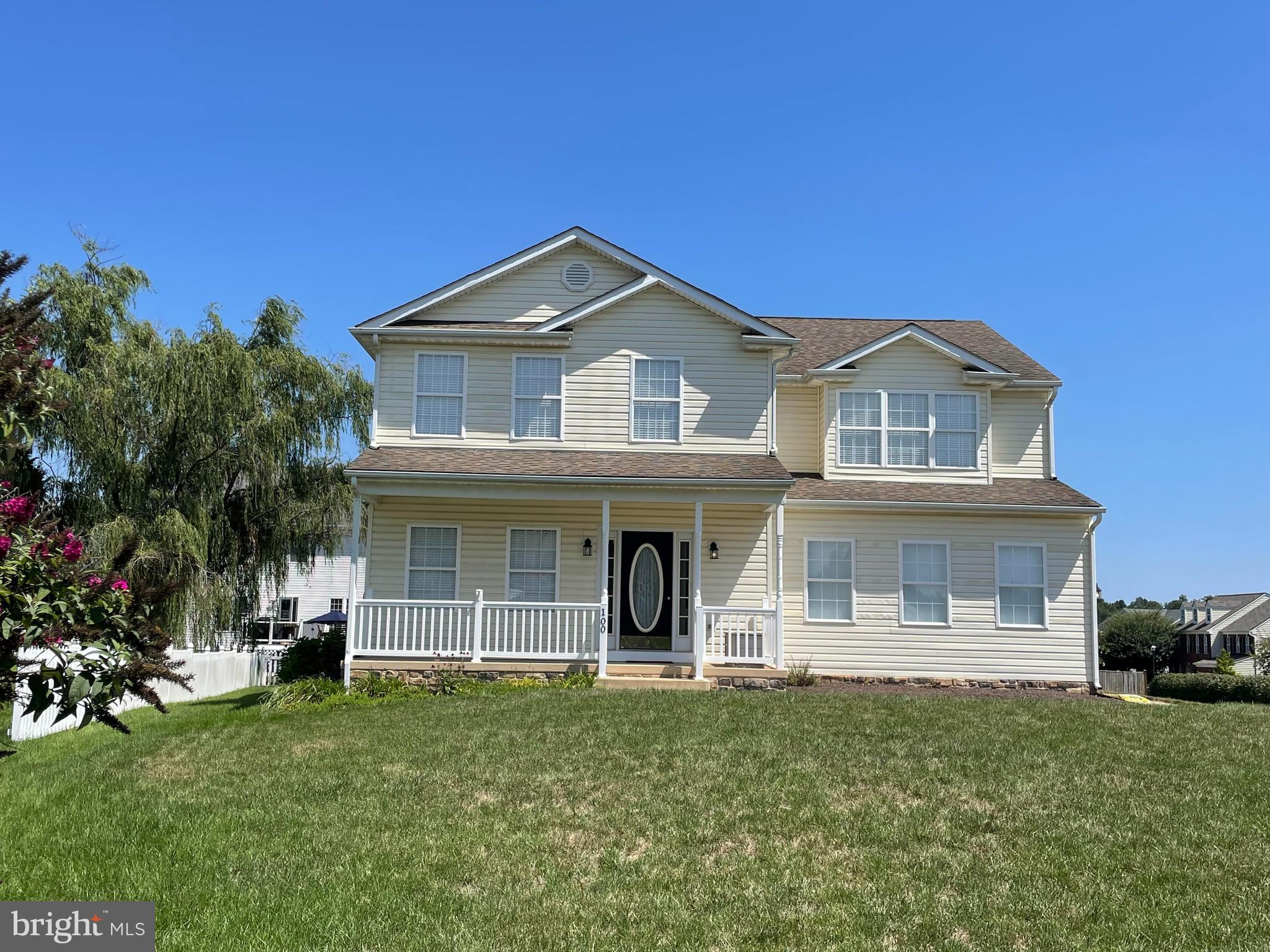 This spacious 5-bedroom, 2.5-bath home with a separate den is centrally located near shopping centers and grocery stores, located 1.5 miles from Interstate 81 for a quick commute.
A lovely front covered porch to sit on and be sheltered from the elements with a storage box for packages
The Gallery is a sought-after community to call home. Its brand-new playground is visible from the house!
Walking in the front door, you will notice the lovely hardwood floors throughout the home's main level.
The kitchen has a pantry and a beautiful solarium with upgraded blinds.
Family room with a gas fireplace to keep you cozy on those chilly nights.
Upstairs, all with carpet, you will find a sizeable primary bedroom with an ensuite with double vanities and a separate shower & jacuzzi tub.
The other four bedrooms have nice-sized closets and a full bathroom tub/shower combo.
The unfinished basement gives you extra space should you need it for hobbies, storage, etc. w/ a walk-upstairs exit.
The outside yard has been nicely landscaped, and there is a patio to enjoy in the rear. Plant your herbs or vegetables in the raised garden box.
Two-car side-loaded garage with garage openers and insulated doors. A must see
