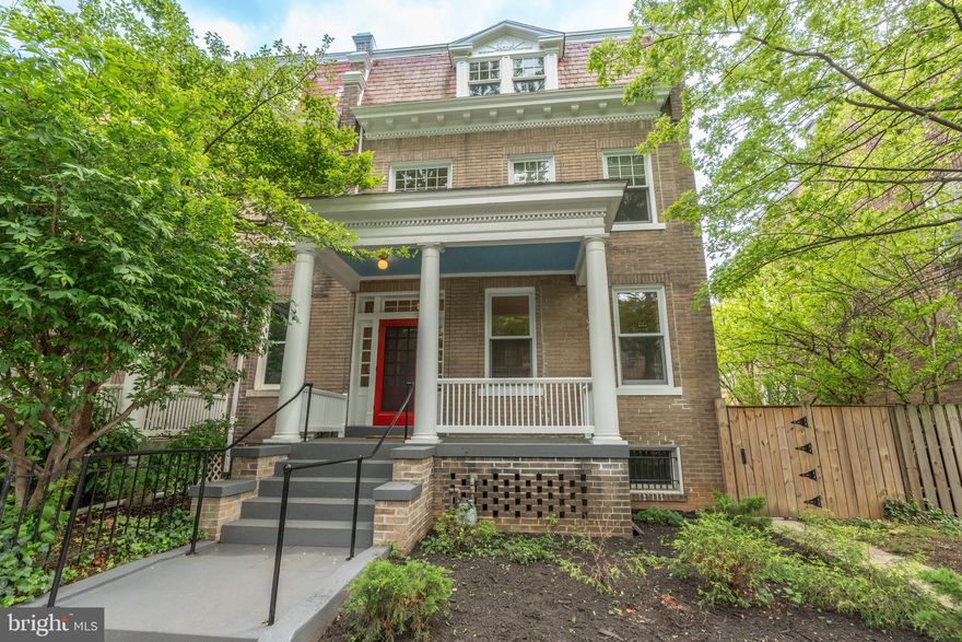 A true Hobart Street gem. This end-of-row 1914 home radiates warmth, character and decades of devotion. In a neighborhood known for its signature brightly painted screen doors, this one proudly leads with a bold red welcome. Owned and cherished by just its second owner, every inch of this home reflects care and intention. Step inside to a gracious foyer that opens to a living room with a wood-burning fireplace. It flows into a dramatic dining room with a statement light fixture. The kitchen with its green tile backsplash connects to a bright rear breakfast room. A main-level powder room adds convenience. Upstairs, a wide landing connects two bedrooms and a full bath. Toward the back of the home, the primary suite includes an en-suite bath, walk-in closet and private study. Above it all, the converted attic serves as a fourth bedroom with custom built-ins and windows that look directly into the trees of Hobart Street. The lower level is unfinished and offers generous space, ceiling height and light for future expansion. A cherry tree accents the flat backyard, and a built-in flower bed lines the side of the home—ready for the next owner to create their own garden magic. As an end-of-row property, natural light pours in from three sides, filling this Mount Pleasant classic with warmth throughout the day. Hobart Street is known for its festive neighbor block party, holiday events and trick-or-treating. This property is part of an Estate and is being sold AS-IS.