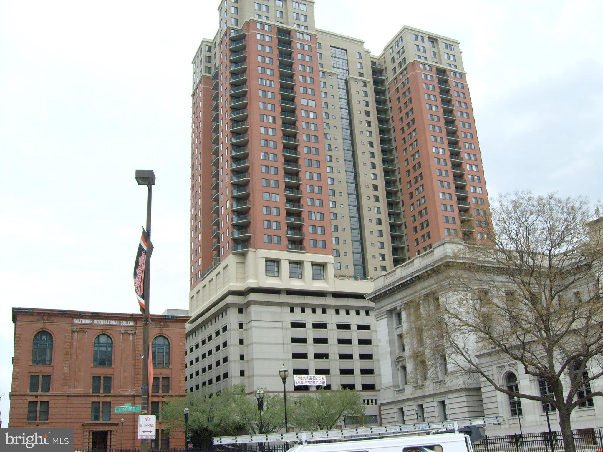 Extraordinary harbor views from this pristine high floor 2+DEN./2.5ba w/ beautiful maple hardwood floors and other upgrades. Centrally loc @ Inner Harbor, the perfect homebase to walk back home from fine dining in Harbor East, walk to the O's or delicious food at Federal Hill's Cross Street Market, or to jog along the promenade. Easy garage parking a few floors below to escape to farther adventures. It's time again to come out and play, and there's so much to do within blocks of this highrise. Excellent bldg amenities when staying put, incl. outdoor pool & spa, well-equipped gym, business center, 24/7 concierge. Well priced and can convey with a large storage unit