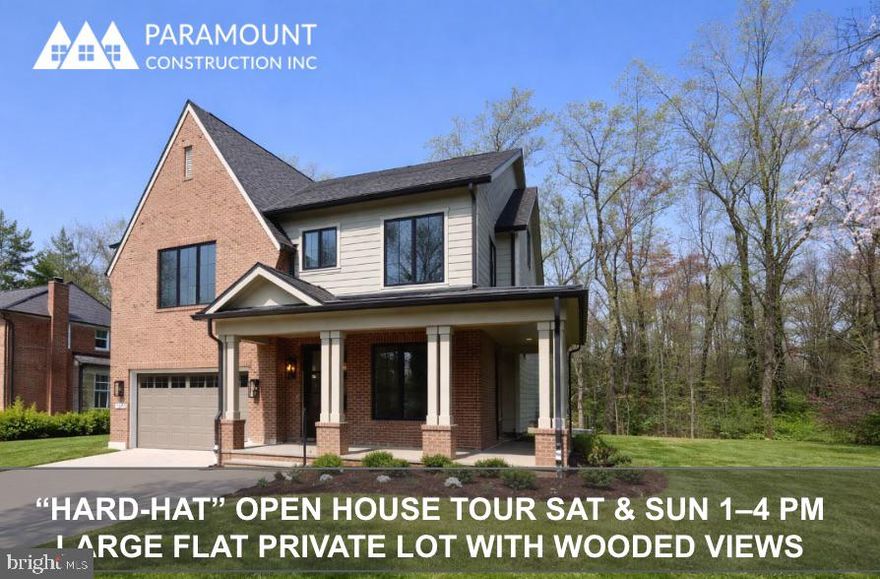Spring 2026 delivery. The 7,100 SF Cresthaven model was designed specifically for this rare, flat 11,100 SF lot by an award-winning in-house design team, resulting in a home that fits the site and maximizes livability and architectural presence. The home offers 7 bedrooms and 7.5 bathrooms with custom-fabricated kitchen and bath cabinetry, designer finishes and built-ins, and wide-plank white oak flooring throughout. Features include Pella windows and doors, Thermador professional appliances, a first-floor bedroom suite, large screened porch with built-in fireplace, three-zone HVAC, oversized two-car garage, flagstone patio, and classic brick exterior.

Ideally located close to downtown Bethesda and Washington, DC, the home offers easy access to dining, shopping, and top public and private schools, including Landon School and Holton-Arms, as well as the Bethesda Metro. Despite its central location, the property enjoys a private, wooded setting with tranquil views, enhanced by nearly 300 newly planted trees and plantings that create a natural sense of privacy and serenity. Hard-hat tours are available by appointment.