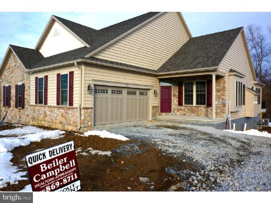 Tired of shoveling snow this winter? Let us do it for you! This quick delivery beauty is gorgeous and ready for you.(Pictures will be posted shortly.) If you've seen our other cottages, then come see the changes we put in this one. The first floor has 2 bedrooms and 2 baths, an open living and dining room, a sunroom with a great view, and a beautifully upgraded kitchen with stainless appliances, granite counters, an island and hardwood floors. This home also comes with a 1600 square foot walkout basment a mud/laundry room, and a two car garage. Honeycroft Village is an active adult community which offers care free living where the yard work and snow shoveling are all taken care of. Call our sales agents today for more information or visit our sales center Tuesday thru Sunday from 1-4pm or by appointment. Price on this home reflects our current incentive.