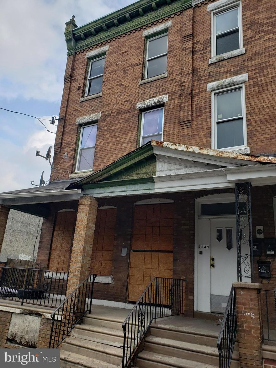 Triplex project potential! This is your next project for renovation waiting to happen! After many years, the seller has decided that this project is better transferred into the hands of YOU, the new ambitious landlord and developer! The property is already framed out as three separate apartments, with four electric meters in the basement. Work was begun in 2018 but it has been stalled since then. Zoning  for the property is RSA5, the seller had a triplex variance for 15+years leading up to 2018, the buyer is responsible for confirming property use with the City of Philadelphia. Potential rents START at $1,122+$1,342+$1,342 - a total of over $3,800/month or MORE! The sample rents are minimum possible examples based on 1 and 2 bedroom rates for this zipcode with PHA / HCV through "Section 8". Your rents could easily be higher! Access with your agent is by a combination of methods, ask your agent to bring a drill and also flashlights with them as well. This is an As-Is Sale, it will need to be either a "Cash" purchase or a renovation loan - what some people call "hard money" will make a renovation much easier.