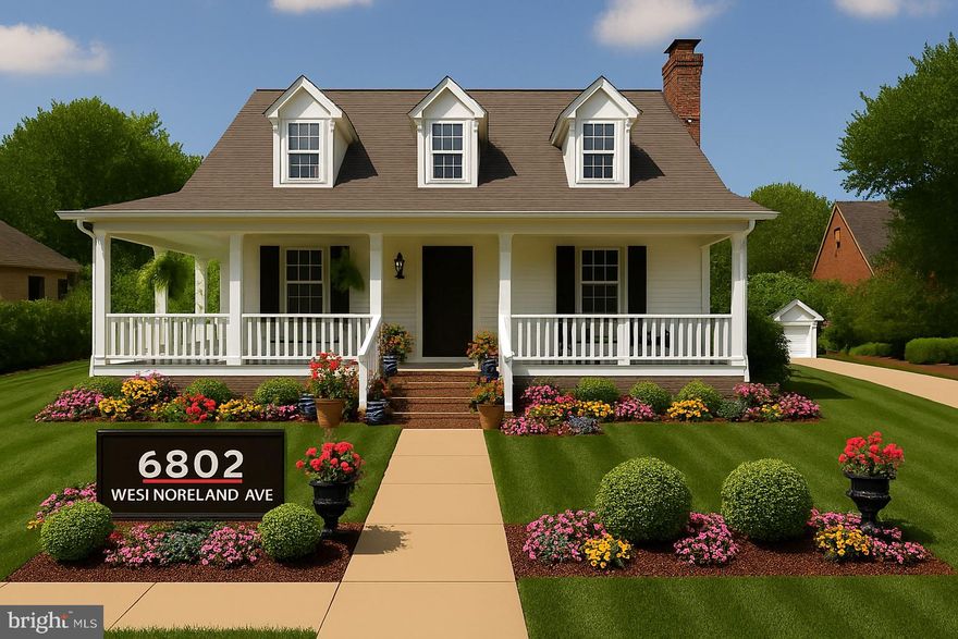 6802 Westmoreland Avenue – A Timeless Canvas in the Making
Step into the promise of Southern elegance reimagined. Nestled on a gently sloping lawn in one of the area's most desirable neighborhoods, 6802 Westmoreland Avenue is undergoing a full-scale transformation—inside and out. This image is a visual preview of the final masterpiece, where classic architecture meets modern refinement.
The exterior boasts a stately Cape Cod silhouette, now enhanced with a wraparound porch perfect for morning coffee or evening conversation. White columns frame the brick porch, while curated landscaping—lush boxwoods, vibrant seasonal blooms, and hanging ferns—creates a welcoming tableau. The newly envisioned roof, available in cedar shake or stamped seam metal, adds texture and sophistication to the home's profile.
Inside, the renovation is a blank canvas awaiting your vision. Whether you dream of wide-plank oak floors, a chef’s kitchen with marble counters, or spa-inspired baths with radiant heat, every detail can be tailored to your taste. The home’s layout offers generous natural light, thoughtful flow, and ample space for both intimate gatherings and grand entertaining.
Prospective purchasers are invited to collaborate in the final design phase. From finishes and fixtures to layout adjustments and smart home integrations, customization is not only welcomed—it’s celebrated. This is more than a home; it’s an opportunity to shape a legacy.
6802 Westmoreland Avenue is where timeless architecture meets personal expression. The renovation is underway. The possibilities are yours to define.