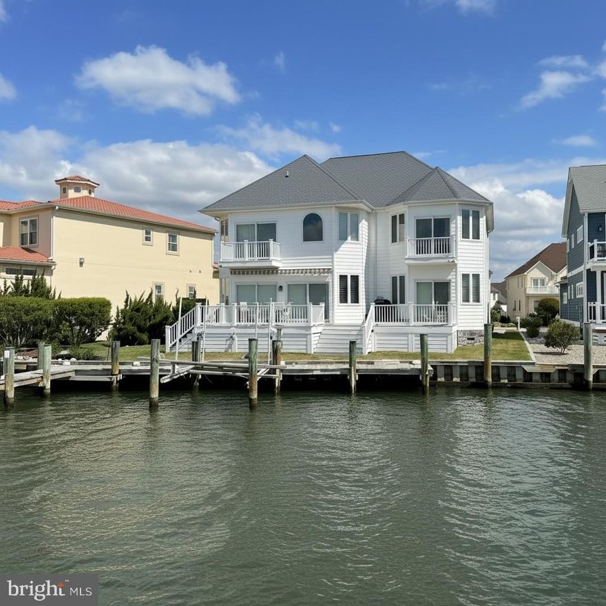 Professional photos to follow.   Experience direct waterfront living with breathtaking bay views in this stunning luxury 5-bedroom, 3.5-bath single-family home in the sought-after Heron Harbour Isle community. A charming white exterior sets the tone with a classic coastal, nautical vibe, complemented by beautiful new navy-blue front doors. Perfectly positioned on the water, the home includes a private boat slip with lift and a vinyl bulkhead—ideal for boating enthusiasts. Enjoy magnificent sunsets from the spacious family room, featuring a cozy gas fireplace for year-round comfort, a wet bar for entertaining, and a wall of windows and glass sliders that flood the space with natural light while showcasing panoramic bay views. Step outside to the expansive waterfront composite deck with southern exposure, complete with an electric awning—perfect for relaxing, grilling, or hosting unforgettable crab feasts as boats drift by. The chef’s kitchen impresses with elegant quartz countertops, abundant cabinetry, and crisp white finishes.  The dining area overlooks the water as well. The first-floor waterfront primary suite offers a private retreat with stunning views, direct deck access, walk-in closets, and a luxurious en-suite bath featuring a soaking Jacuzzi tub and a separate tiled shower. The main level also includes a half bath and a convenient laundry room. A second living area or office opens to a private balcony overlooking the water on the second floor. Upstairs, one bedroom boasts its own waterfront balcony, while additional bedrooms are thoughtfully designed with Jack-and-Jill baths for convenience. There is also a bonus room that could be used as a 6th bedroom or home office or playroom. This home is packed with upgrades, including 40-year architectural shingles, heated tile floors, 2x6 exterior wall construction, upgraded lighting and landscaping,  and a two-car garage.  Dual-zone heating ensures year-round comfort, with gas heat on the first floor and a heat pump on the second. Residents of Heron Harbour Isle enjoy resort-style amenities, including indoor and outdoor pools, a kiddie pool, fitness center, sauna, tennis courts, and scenic sidewalks and piers. Embrace the ultimate coastal lifestyle with boating, fishing, crabbing, kayaking, and paddleboarding right from your backyard.