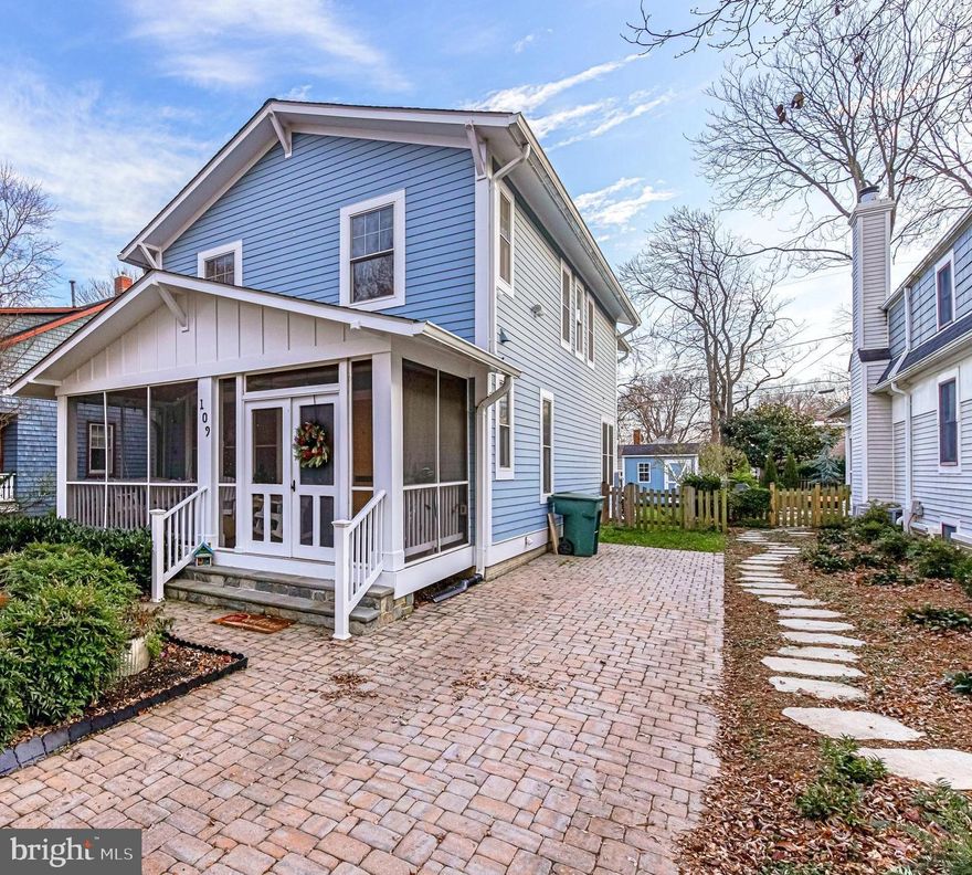 Welcome to this gorgeous better than new home on charming tree-lined Walnut St in sought-after Rosemont!  Totally new high-end quality construction in 2013 with fantastic ceiling heights of 9' on the main level, 8' 8" on the lower level and 8' 11" on the upper level.  The roof has architectural shingles, the lower level has a sump pump, and the upper level has laundry room with cabinetry, utility sink and a full window.  An inviting screened front porch has a ceiling fan and front porch swing.  Three bedrooms up with two full baths, main level has powder room. The lower level has a 4th bedroom with full bath, a second family room area with built-ins and a large, fantastic office area with built-in desk, file cabinets and bookshelves.  Recent improvements include: high-end custom closets with drawers, hardwood flooring on upper level, interior paint, new toilets, new electronic air filter on lower level furnace; new lower level carpet, redesigned kitchen cabinetry to include pantry space, lower level built-ins, Koi pond and a home automation system.  The professionally landscaped lot has a fully fenced backyard with patio, flat space grass play space, and a well-built shed for storage. Moments to fabulous restaurants, and shopping including the wonderful Grape & Bean restaurant. Enjoy easy access to scenic trails, Braddock Metro,  King Street Metro and Old Town!!!