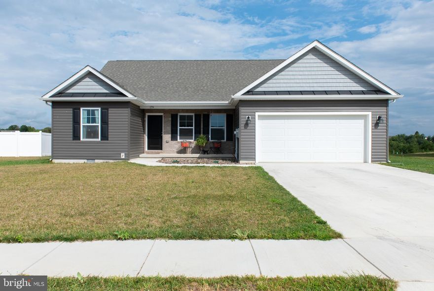 Why wait for new construction when you can own this beauty built in 2022... Featuring 3 bedrooms, 2 baths, 2 car garage & over 1800 sf of living space.  Open floor plan, split bedroom design Rancher.  Large family room with natural gas fireplace, formal dining, kitchen with center island, granite countertops, SS appliances & pantry.   Laundry room is conveniently located near the bedrooms. Owners suite with walk-in closet & luxury bath offers corner soaking tub & separate tile shower.  2 additional bedrooms & guest bath complete the gem. The exterior features brick front along with a front porch for relaxing.  Fully fenced backyard for privacy & entertaining.  Located in sought after Heritage Hills S/D makes this home great for commuting to VA or MD being just minutes from I-81. Schedule you private showing.  Won't last long...