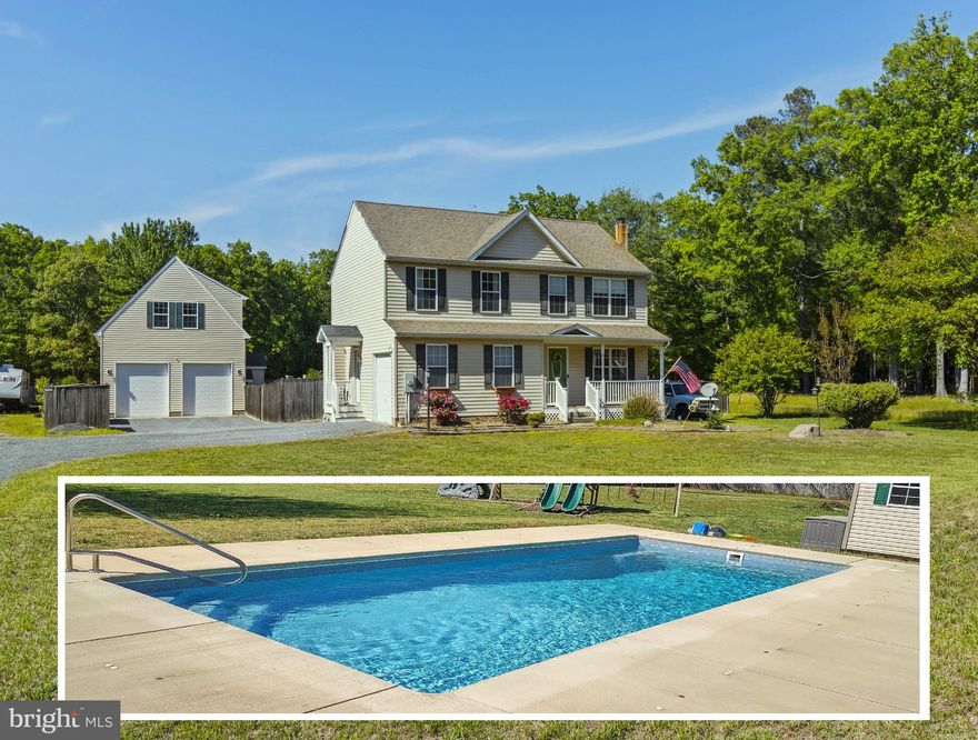 This 5 BR, 3 full BA, 2 half BA home offers nearly 3,000 square feet of comfortable living, but what truly sets it apart is everything beyond the main house.  Step outside to your own backyard oasis featuring an in-ground saltwater pool, gazebo, and expansive entertaining space—perfect for summer gatherings or quiet evenings under the stars.
Need room to grow, work, or host? The 28x40 detached garage with finished upper-level suite opens the door to endless possibilities—ideal for multi-generational living, guest quarters, home office, or aturn into a recreation room w/wet bar.
Set on 1.36 acres, this property offers the privacy and freedom you’ve been looking for, with space for hobbies, storage, or simply enjoying the outdoors—without the restrictions of an HOA.
Located just minutes from Leonardtown and an easy commute to Naval Air Station Patuxent River, this home delivers the perfect balance of convenience and seclusion.
If you’ve been searching for a property that offers more than just a house—something with versatility, function, and lifestyle built in—this is it.