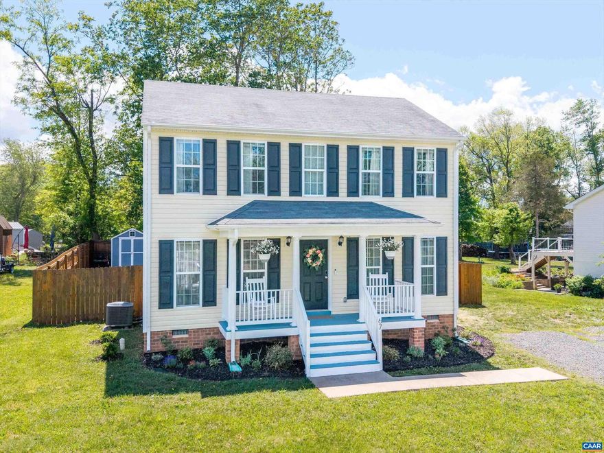Sun-drenched, gracious 3 BR home with stunning mountain views! Located in the Barrington Place neighborhood -- a stone?s throw from rt. 33 and an easy drive to the Blue Ridge Parkway, numerous wineries and countless conveniences -- this charming and lovingly maintained home is truly turn-key!  From the inviting front porch, enter a light filled main level with a seamless flow. Upgrades abound, including renovated bathrooms with marble tile, LVP flooring throughout the main level, and all new light fixtures and ceiling fans.  The spacious kitchen is ideal for chefs, providing abundant storage and easy flow to the generous living and dining rooms. The newly painted back deck, spanning  the breadth of the house, overlooks a large fully fenced and beautifully landscaped backyard and features a storage shed for all your lawn needs and a cozy firepit for cool fall nights. Upstairs, you will find three spacious bedrooms with generous closets, including a lovely primary with en suite bath. Don?t delay ? this gorgeous home will not be available long!