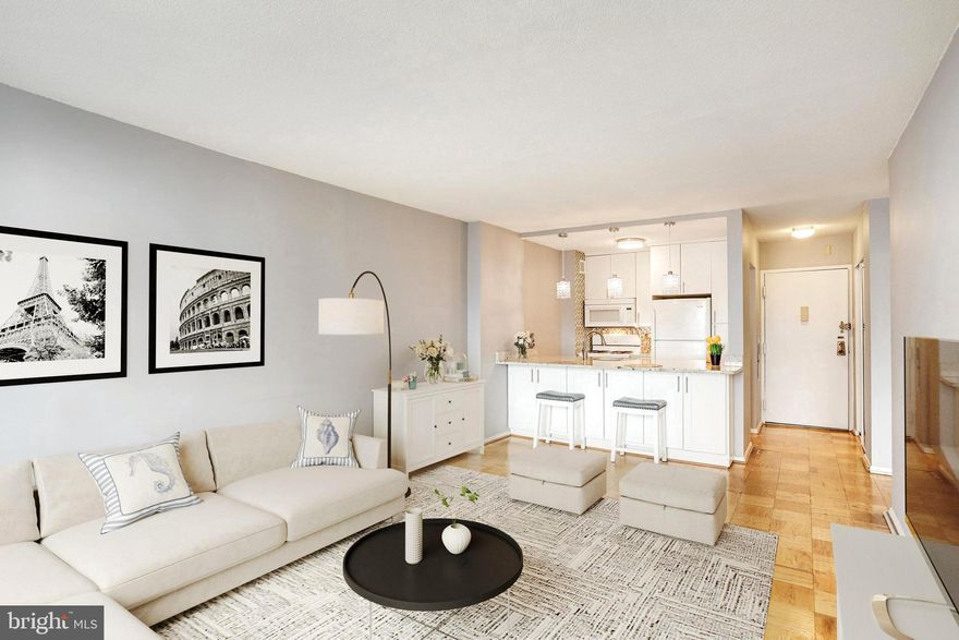 Charming 1BR/1BA in the popular Forum building. Wall of windows w/abundant light & panoramic view, open kitchen w/breakfast bar and generous cabinet space, wood floor, three large closets, tiled bath w/soaking tub. Convenient laundry & trash chute on every floor, 24/7 Concierge, party room, gym, outdoor pool, tennis court. Walk to North Bethesda Metro, Pike & Rose shopping & dining, Harris Teeter, Giant, Target. Close to NIH, easy access to I-495 and I-270. All utilities & parking included! Move-in Fee $300 & Renters Insurance Required. One time pet fee $150 for dogs up to 25lbs.