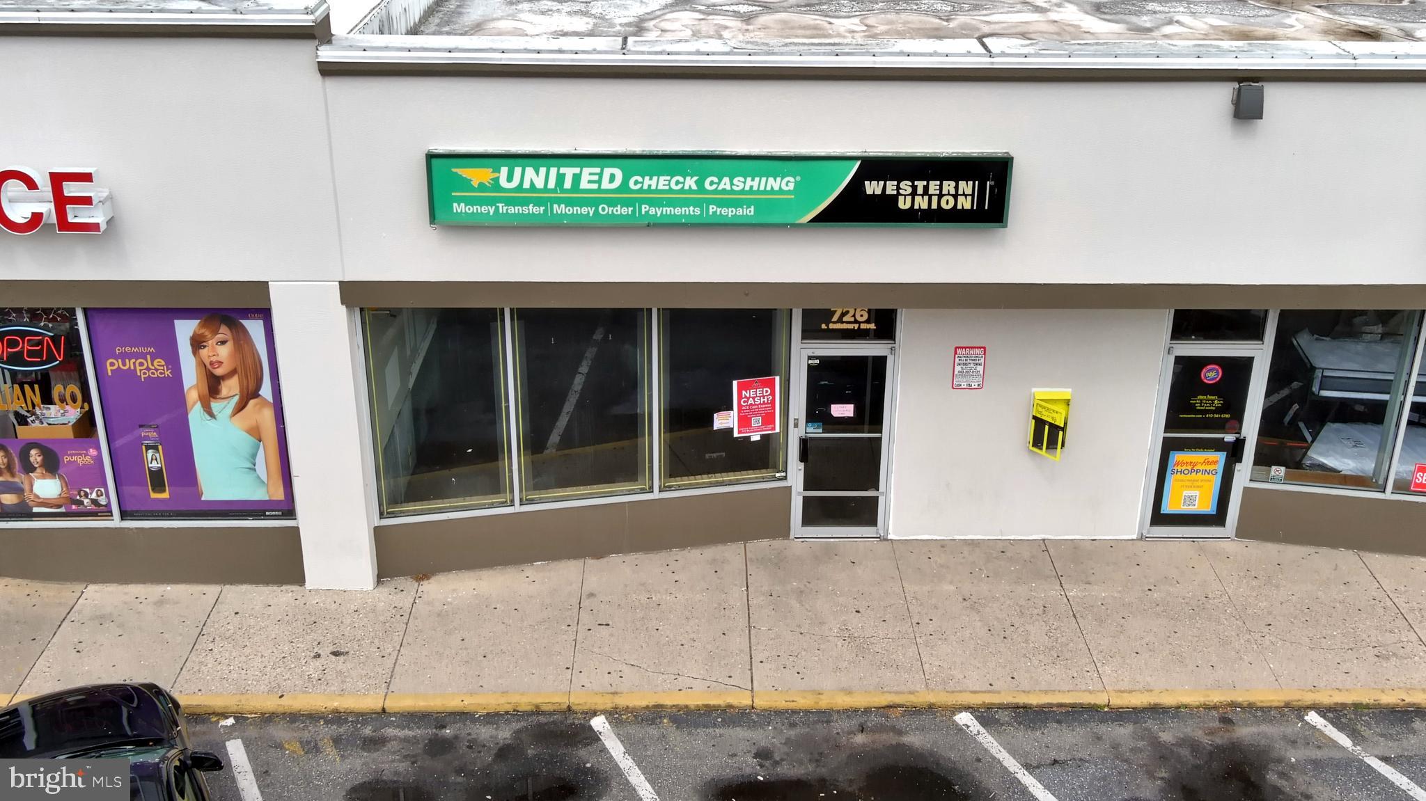 Centrally located on BUS Rt13 in Salisbury, MD this 1,520sqft retail space is available immediately. Over 25,000 vehicles travel this portion of Rt13 each day. Roughly a quarter mile from TidalHealth Peninsula Regional Hospital and half a mile from Salisbury University. Tons of foot traffic and highly visible. Currently configured for a financial service business, enter into waiting room, behind counter/glass is large open area with single office and back storage room. Single bathroom in unit, public entrance in the front with employee entrance in the rear.
