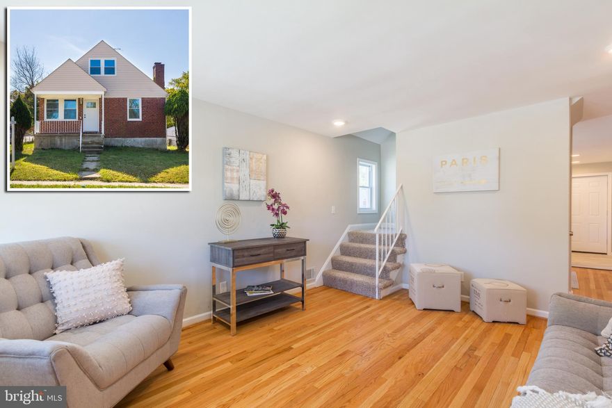 BEAUTIFULLY DESIGNED RENOVATED CAPE COD WITH 3 FINISHED LEVELS & LARGE FENCED YARD! Hardwood floors throughout the main level, inviting living room, separate dining area, Chef's kitchen w/ granite counters & breakfast bar (appliances to be installed prior to settlement), 2 main level bedrooms w/ 1 full bath, upper level w/ 2 additional bedrooms & full bath, finished basement w/ expansive family room, 3rd full bath, and large storage area, and a large fenced yard that's perfect for entertaining!  Pack your bags and move right in!