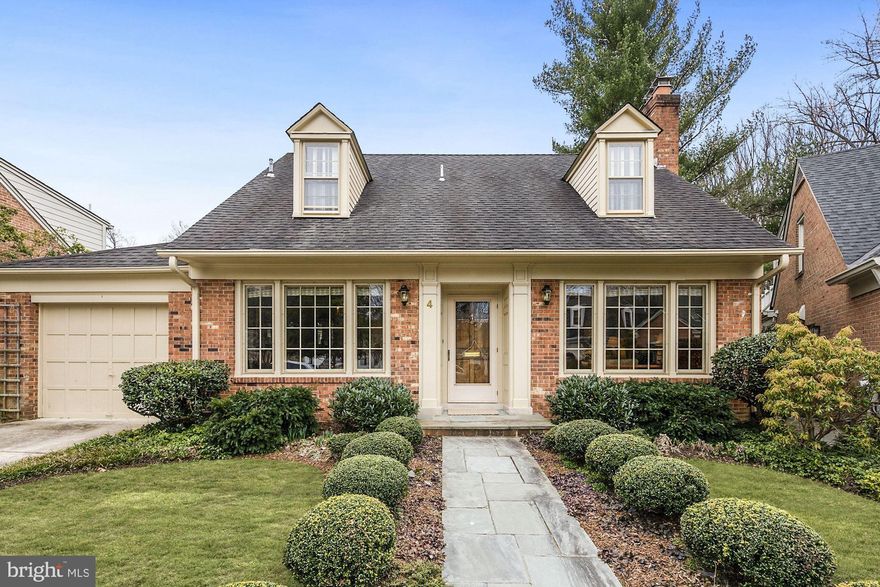 In the lovely Overlook section of Westmoreland Hills, this charming cape cod is nicely situated on a quiet small circle.  Upon entering one is met with a sense of space and grace that is welcoming and delightful.  The wide center hall and graciously sized living and dining rooms will make entertaining a breeze. A powder room is strategically located off the hall and near the coat closet.  For more casual times the table space kitchen opens to an enclosed porch which looks into the beautifully landscaped garden and the cozy den/library/tv room is nearby.  At the back of the house, the first floor master suite opens into the charming garden and there is a very generous adjoining master bath.  A short hallway leads from the garage straight into the kitchen. There is also a bright laundry room off the kitchen. Upstairs are two very good sized bedrooms with a connecting bath. The lower level is high ceilinged.  It offers many playroom or movie room possibilities.  There is a half bath on that level. The community pool, playground, parks and walking trails are great neighborhood features of this terrific area that sits just outside the DC line.