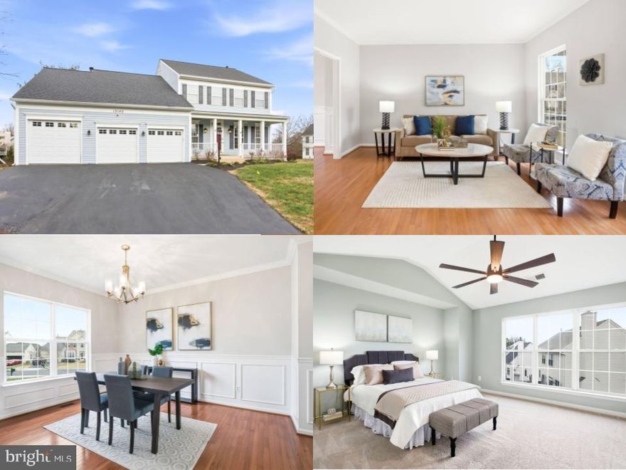 Open Houses: 1–3 PM Saturday, January 17 | 1–4 PM Sunday, January 18

**This Sun-Filled Corner-Lot Colonial With Three-Car Garage is Price To Sell Fast!!
Set on a spacious corner lot in a quiet Bristow cul-de-sac, this gracious 4-bedroom, 4.5-bath home offers classic curb appeal, flexible living spaces, and move‑in ready comfort. Recently freshly painted throughout the entire home, it’s bright, welcoming, and ready for your personal touch.

Enjoy a RARE three-car garage with an oversized third bay built for larger vehicles, plus a fourth full bath. Inside, gleaming hardwood floors lead to formal and casual spaces, including a dining room with elegant paneling and an inviting family room with a gas fireplace and deck access. The sunny eat-in kitchen features white cabinets, solid-surface countertops, and a center island.

Upstairs, the primary suite impresses with vaulted ceilings, a walk-in closet, and an en-suite bath, while three secondary bedrooms provide ample storage and convenient bath access.

The partially finished lower level expands your living area with a wet bar, a large recreation room, bonus guest or office space, a full bath, and extensive storage—ideal for hobbies or a home gym.

Outdoor living includes a welcoming covered porch and a generous one-third-acre yard for play, gardening, or future projects. The three-car garage also offers a rear storage room with an exterior entrance—perfect for tools, bikes, or seasonal gear.

With quick access to major routes, VRE, parks, and shopping, this Millbill Court home combines fresh updates, thoughtful design, and move‑in ready appeal in a sought-after Bristow location.

Roof 2018
Hot Water Heater replaced with 100 gallon around 2019
Sump pump replaced 2024/2025
Siding: Replaced in 2014 with an HOA-approved color palette.
AC unit: Replaced in 2014.
Sliding glass door: Replaced three years ago.
Stove and microwave replaced about 2-3 years ago