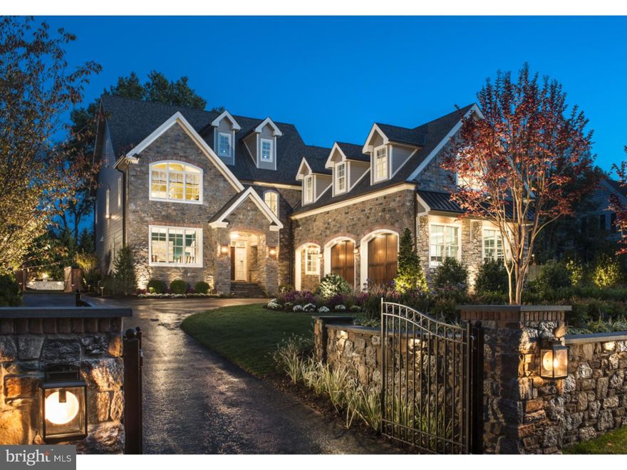 Exquisite new stone manor Home on one of Wyndmoor's most coveted streets is just a short stroll to Chestnut Hill. Impeccably handcrafted of the finest materials and custom finishes, this unique home is grand yet features a very livable open floor plan suited for today's living. This Home offers timeless elegance, superior construction, the most luxurious appointments, advanced Smart Home technology and a large elevator. Enter through an impressive grand entry hall with living room and lovely formal dining room. Exquisite gourmet chef's kitchen with custom cabinetry, high end natural stone counter tops, Carrara marble backsplash, 2 Sub-Zero stainless steel refrigerators, 6-burner Wolf gas stove, 2 dishwashers and a huge center island. Separate catering kitchen with plenty of storage, sink and Wolf oven perfect for entertaining. Sunny dramatic family room with a gorgeous fireplace inside and outside. 16' full wall of folding doors leads to an outdoor veranda with slate terraces. Private home office/library/study with adjoining powder room. The fabulous 2nd floor is highlighted by the luxurious master suite sanctuary with breakfast bar area, 2 massive walk-in closets, drop-dead gorgeous master bathroom including radiant heated floors, sauna, steam bath, dual vanities, huge walk-in shower and soaking tub. Breathtaking views of fields in the distance. 3 additional bedrooms and 2 full bathrooms plus laundry room complete the second floor. Ascend to the third floor where you will find a large game room/media room or fifth bedroom. The lower level features a yoga room/home gym, custom bar room, au-pair quarters with full bathroom, second laundry room, abundant storage space and sliding doors to the atrium. Outdoor veranda features slate terraces, custom landscaping, outdoor gas fireplace, built-in barbecue as well as gorgeous custom garden pool. Oversized 2-car garage. Great floor plan for modern living and entertaining. Convenient to Chestnut Hill, Center City and the outlying suburbs.