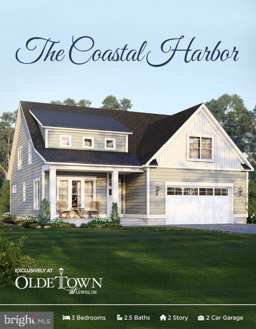 Welcome to The Coastal Harbor, a stunning proposed home by Garrison Homes in OldeTown, the most desirable new community in historic Lewes, Delaware. This 2,514 sq. ft., 3-bedroom, 3.5-bathroom home offers timeless coastal charm blended with modern luxury, all just minutes from the best of downtown Lewes, the canal, and beautiful beaches. 
Step inside to an open-concept main living area, where a gourmet kitchen with premium appliances, a large center island, and ample cabinetry seamlessly connects to the great room—perfect for entertaining or everyday relaxation. The first-floor primary suite is a private retreat, featuring a spa-like en suite bath and a spacious walk-in closet. A dedicated home office and a charming front-covered porch add to the home’s functionality and curb appeal. 
Upstairs, you'll find two additional spacious bedrooms, each with en suite access, along with a versatile loft space—ideal for a secondary lounge, play area, or reading nook. Unfinished storage areas provide ample space for customization. 
This home is proposed and fully customizable—buyers can adjust the floor plan or work with Garrison Homes to design a completely custom home tailored to their vision. Additionally, Garrison Homes offers several other available lots within OldeTown, offering multiple options for your ideal homesite. 
Contact Garrison Homes for a full list of included features and finishes. Don’t miss this opportunity to build your dream home in historic Lewes!