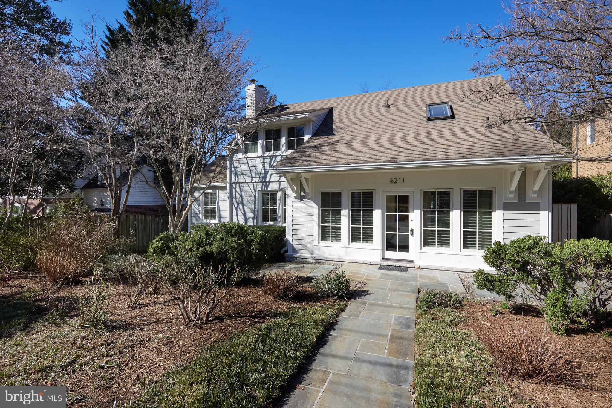 Perfectly sited in a quiet, close-in cul-de-sac, this fabulous home was thoughtfully renovated and expanded by the previous architect owners to feature the perfect blend of open and traditional floor plans ideally suited for modern living and entertaining.
The main level, which walks out to the rear patio and garden, boasts formal living and dining rooms, a gourmet eat-in kitchen with walk-in pantry and an adjacent family room, powder room and office.
The second level features 4 real bedrooms and 2 baths, including a spacious primary suite.
Lower level rec room plus laundry room, gym and storage/workshop walks out to the back patio.
Just steps to Merrimack Park with a sports field, tennis, basketball and running/hiking trails.
Woodacres/Pyle/Whitman
Offers, if any, due Wednesday, 2/21, at 2 PM