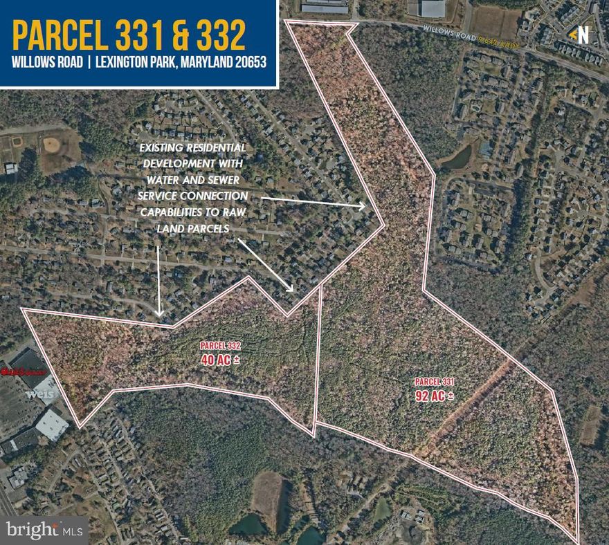 Available - Raw Land (Parcel 331: 92 AC ±, Parcel 332: 40 AC ±, Total = 132 AC ±); Zoning: Parcel 331: RM (Residential Med), Parcel 332: RL (Residential Low)